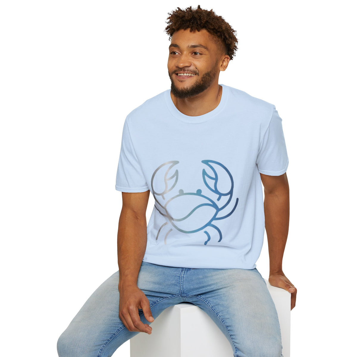 Crab Graphic T-Shirt — Coastal Blue Minimalist Beach Tee