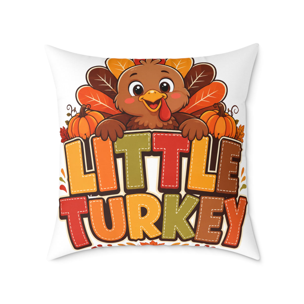 Little Turkey Thanksgiving Pillow — Cute Kids Holiday Throw Pillow