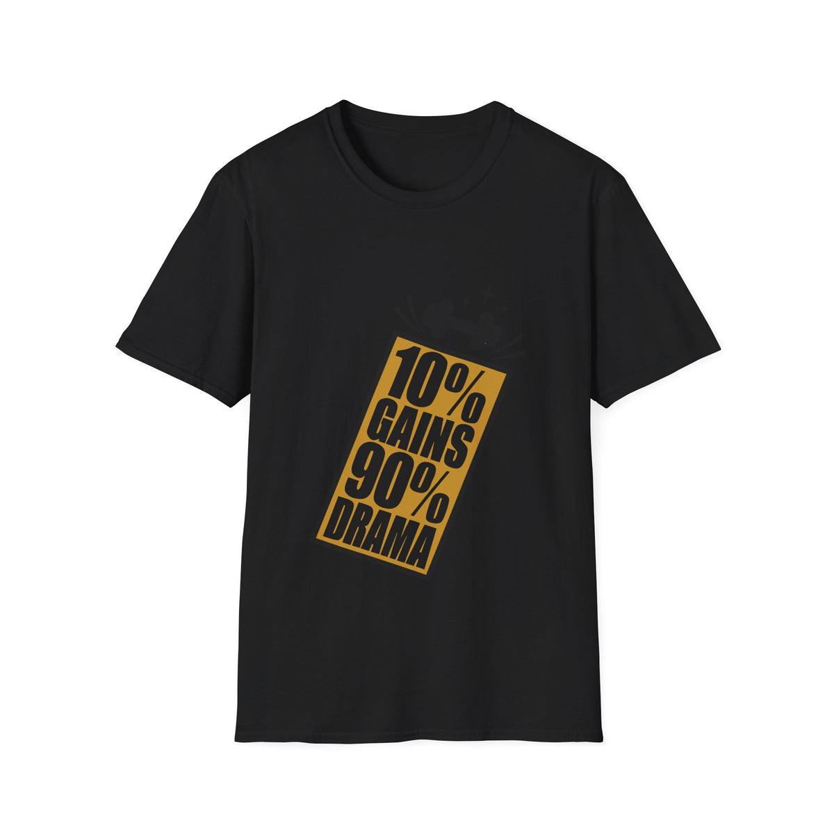 10% Gains 90% Drama Gold Barbell T-Shirt - Minimalist Funny Gym Graphic Tee - Trending Now - September 2026