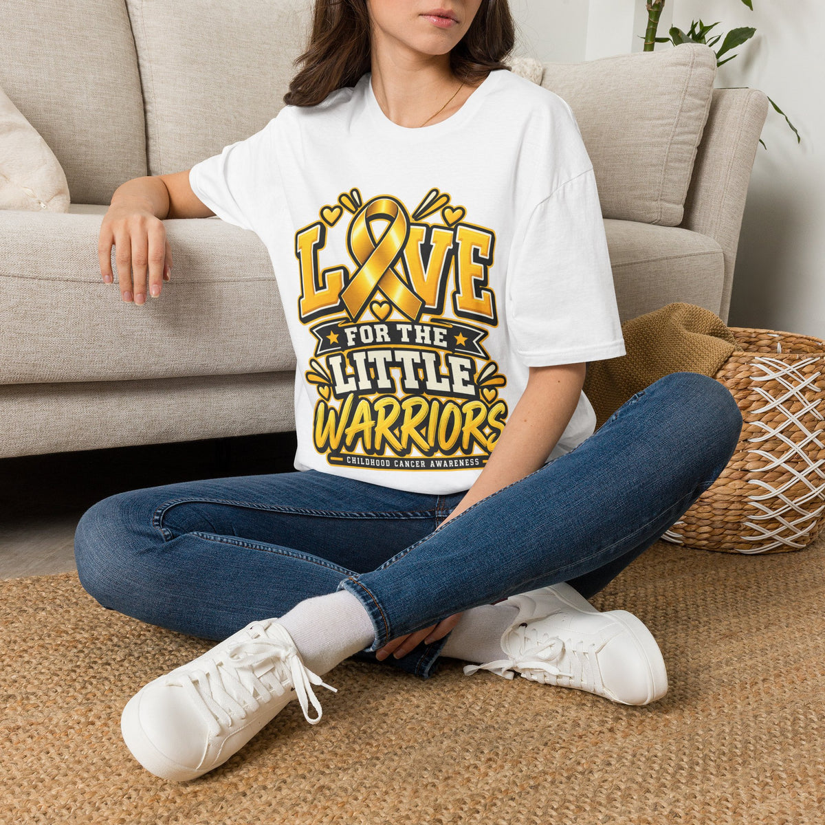 Childhood Cancer Awareness T-Shirt — "Love for the Little Warriors" Yellow Ribbon