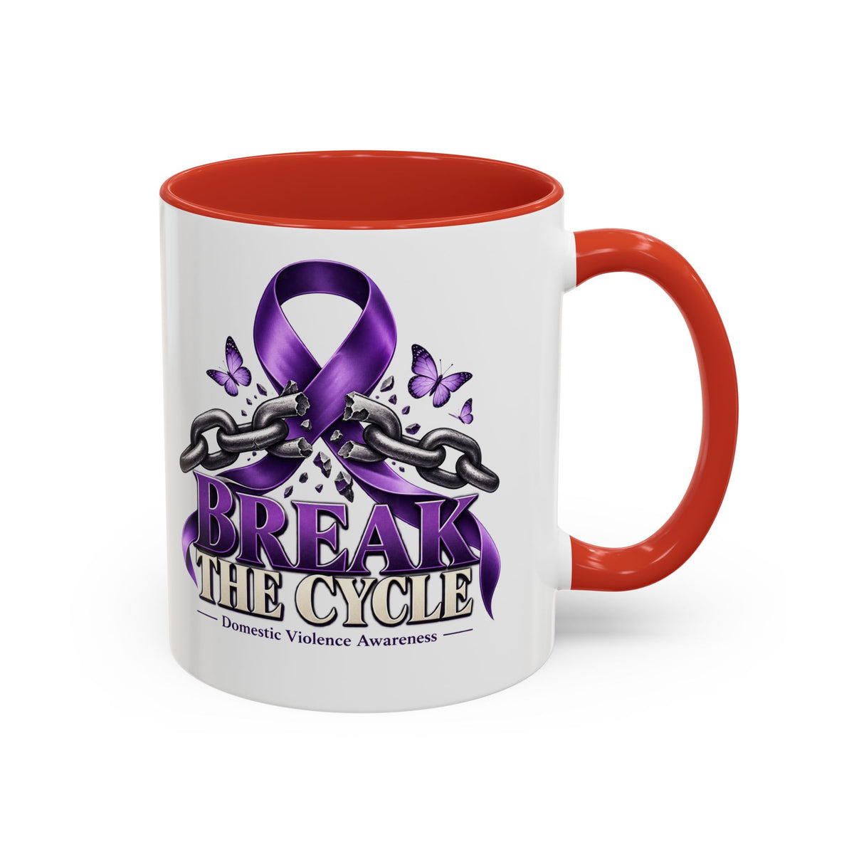 Break the Cycle Coffee Mug – Domestic Violence Awareness Purple Ribbon (11/15oz)