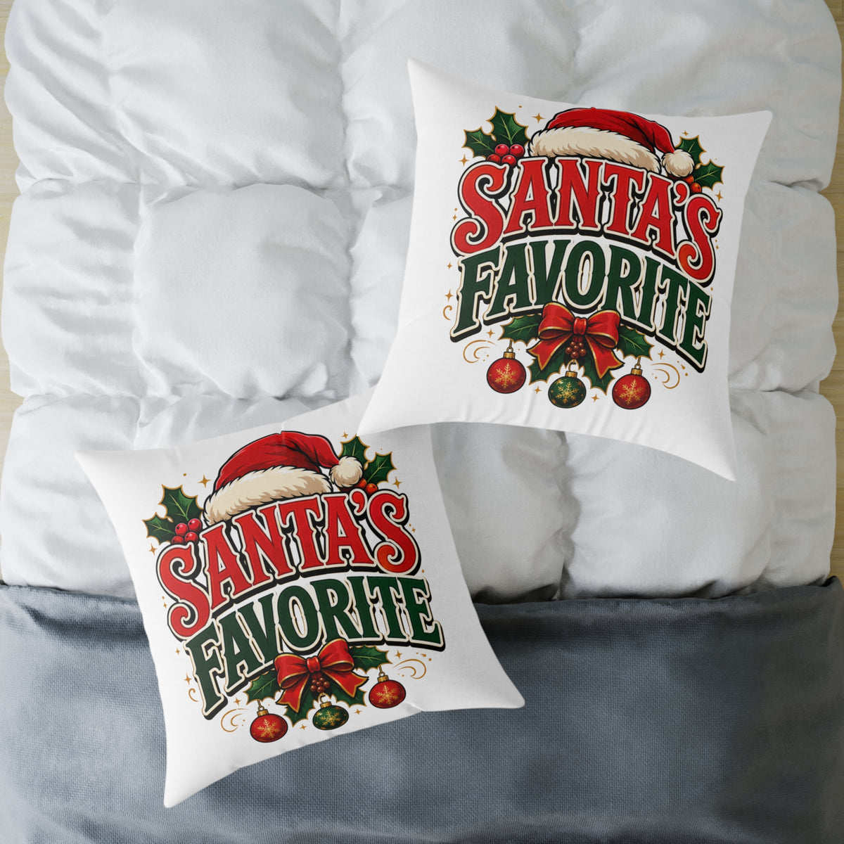 Santa's Favorite Christmas Pillow - Festive Holiday Throw Cushion