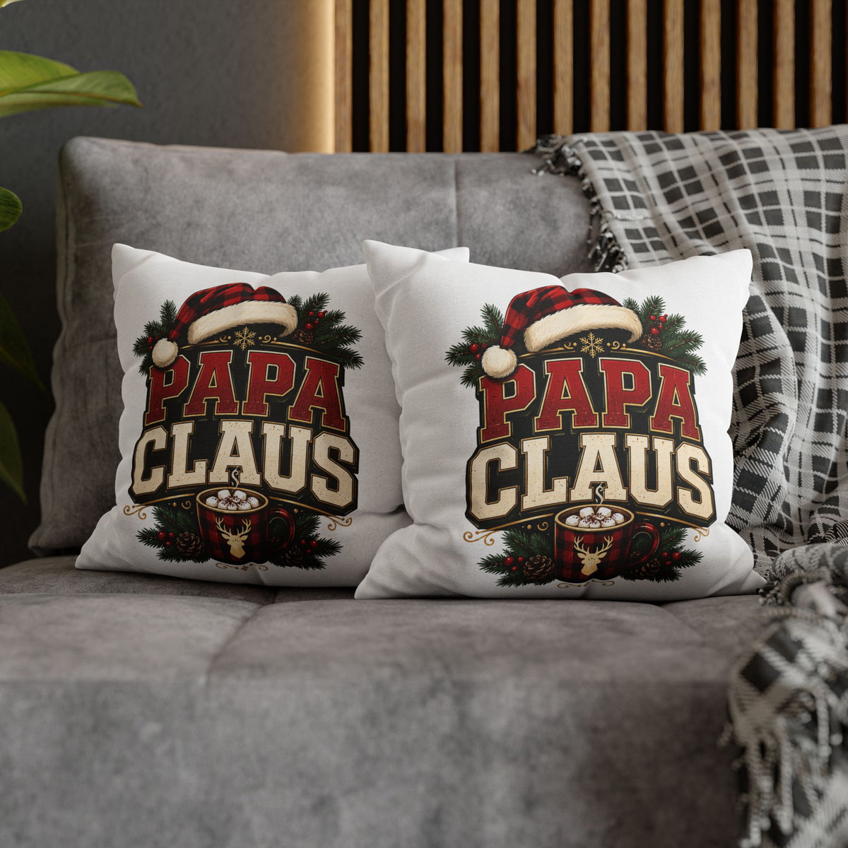 Christmas Papa Claus Holiday Pillowcase — Festive Christmas Cushion Cover for Dad