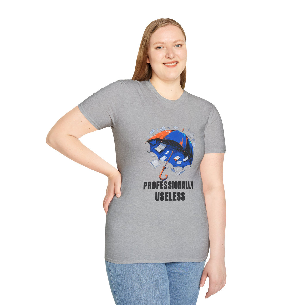 Professionally Useless T-Shirt — Illustrated Umbrella Graphic - Trending Now - August 2026