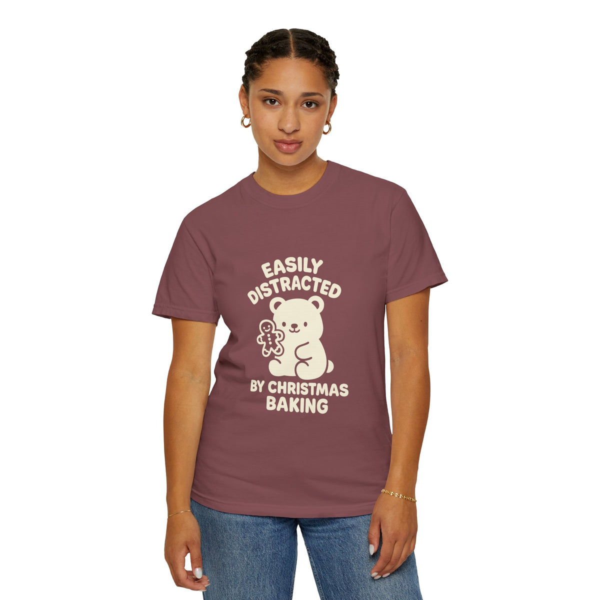 T-Shirt — "Easily Distracted by Christmas Baking" Cute Bear Holiday Tee- Trending Now - October 2026