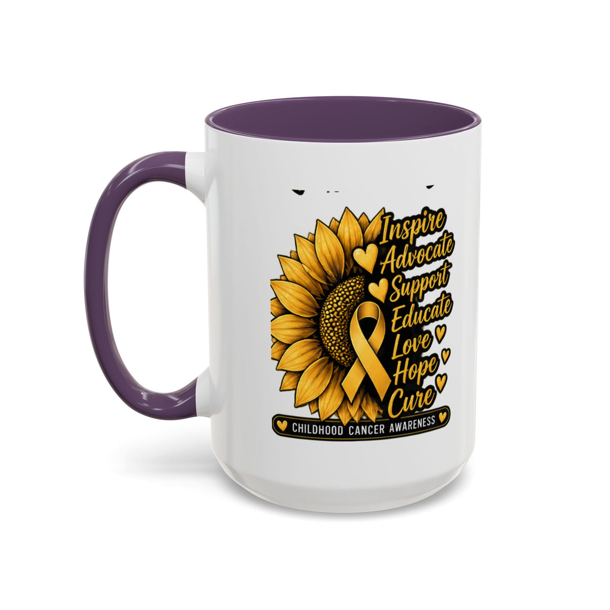 Childhood Cancer Awareness Sunflower Accent Coffee Mug (11/15oz)