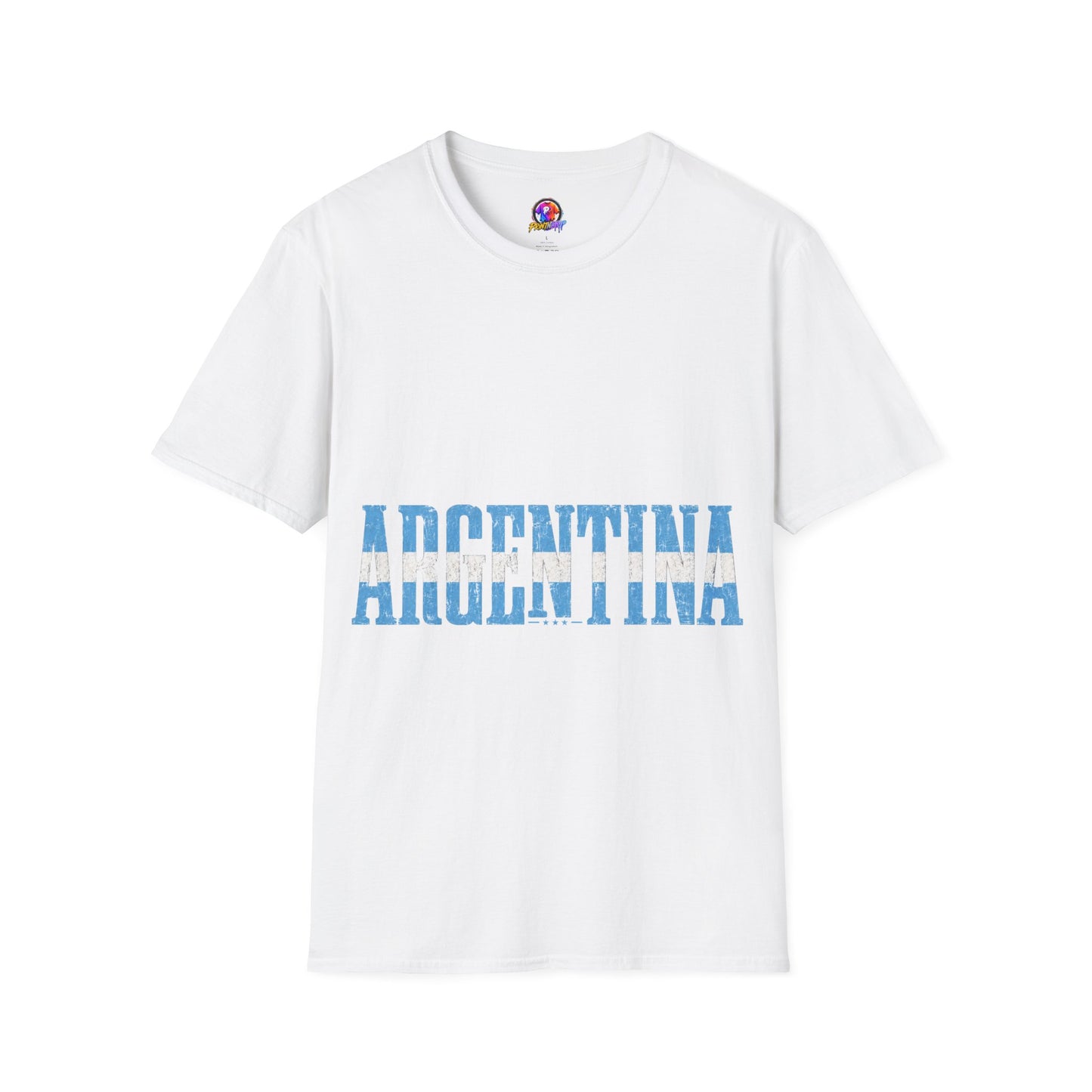 Argentina Stencil Tee — Horizontal Blue Text Argentina T-Shirt