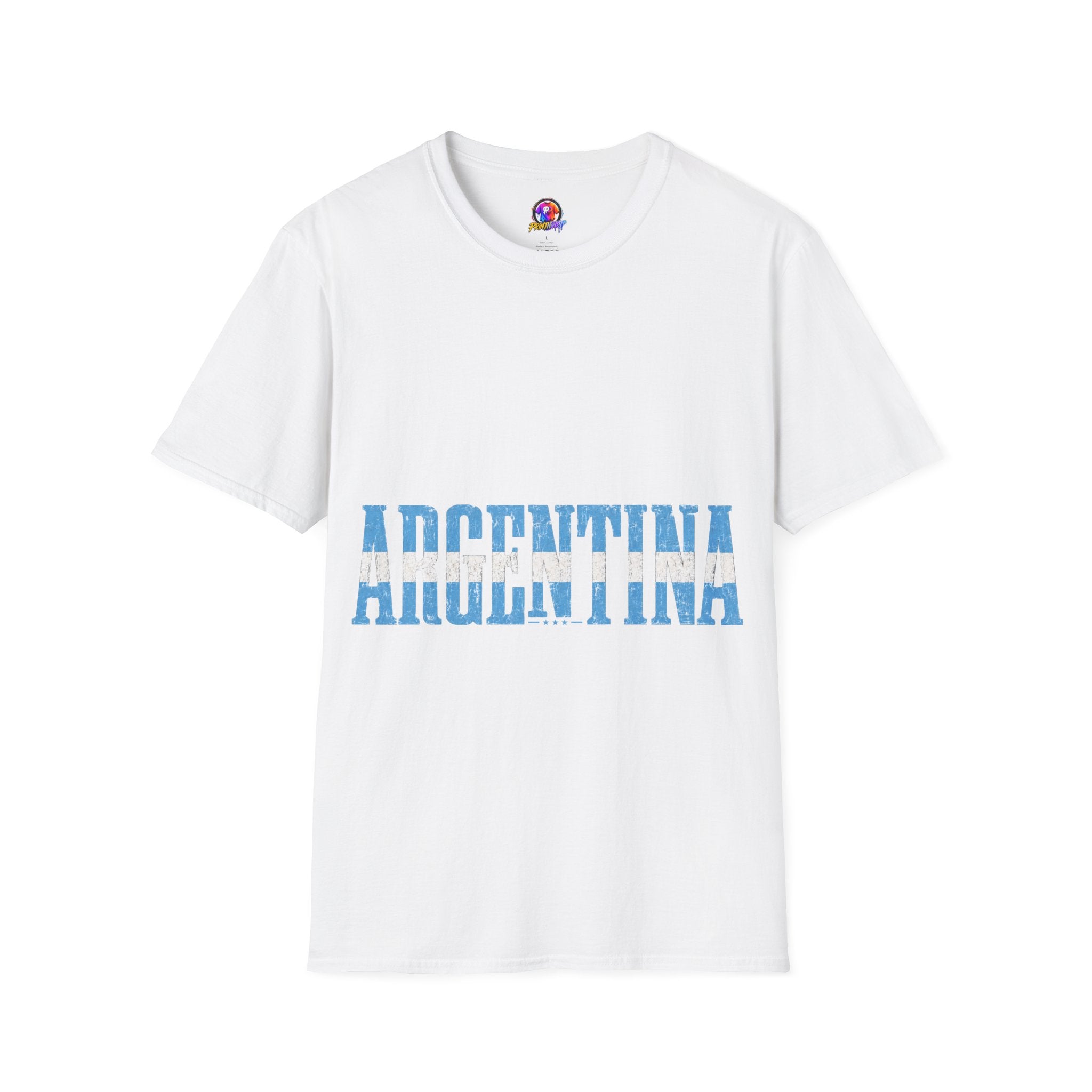 Argentina Stencil Tee — Horizontal Blue Text Argentina T-Shirt