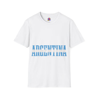Argentina Stencil Tee — Horizontal Blue Text Argentina T-Shirt