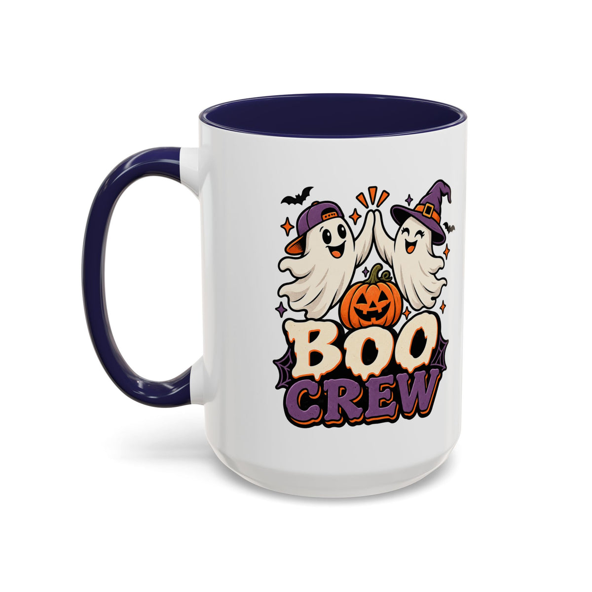 Boo Crew Halloween Accent Coffee Mug — Cute Ghosts & Jack-O'-Lantern Design (11/15 oz)