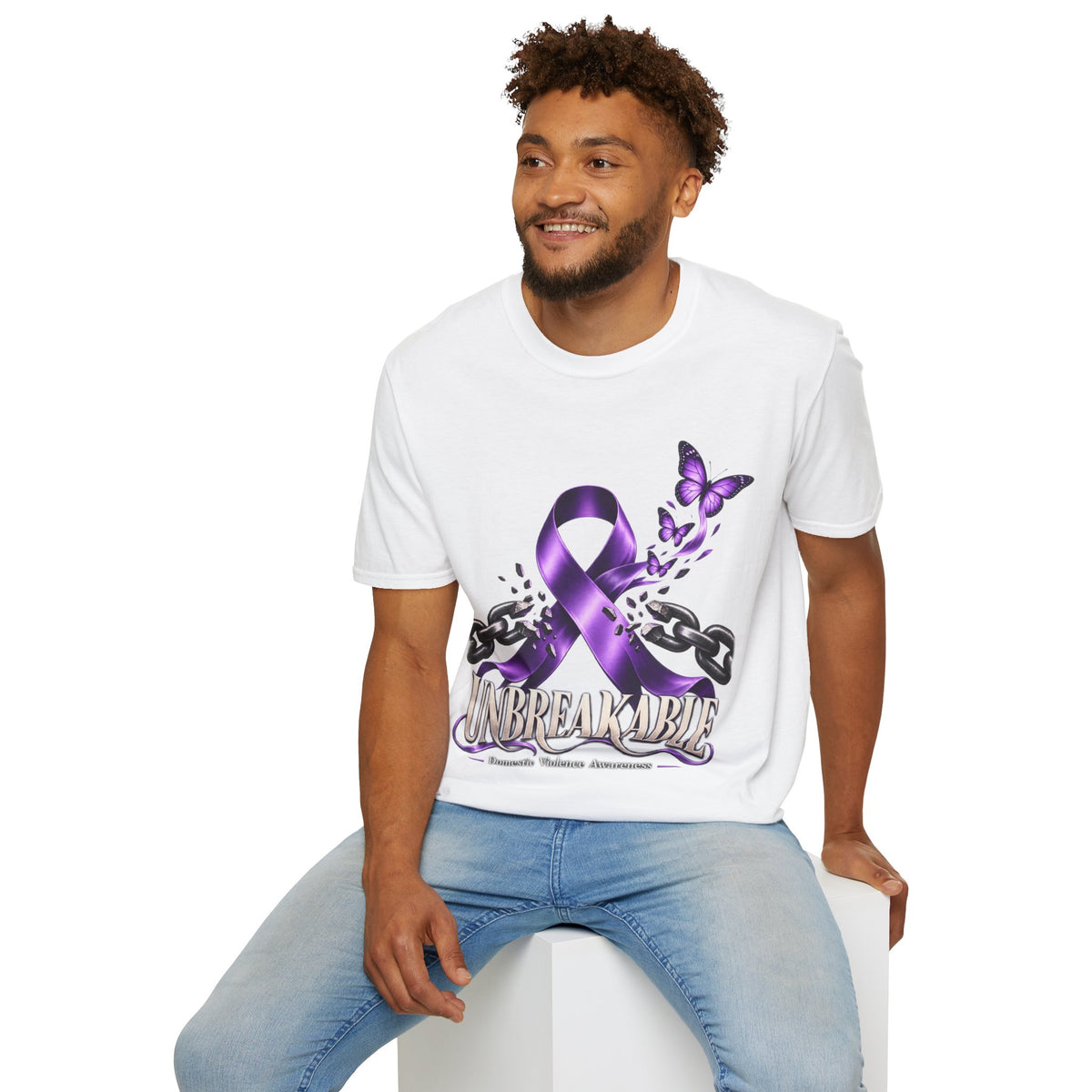 Unbreakable Purple Ribbon T-Shirt —Domestic Violence  Awareness Support Tee