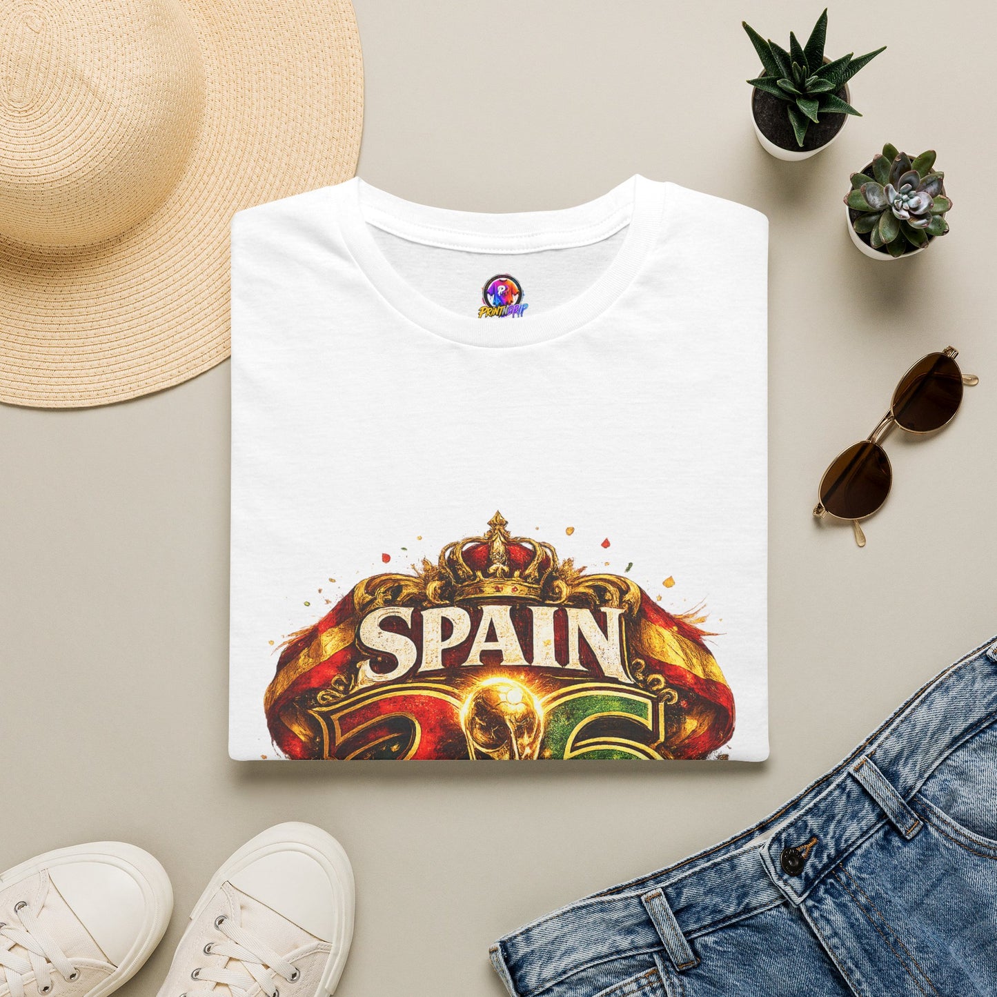 Spain 26 Graphic T-Shirt — Vintage Crowned Soccer Fan Tee