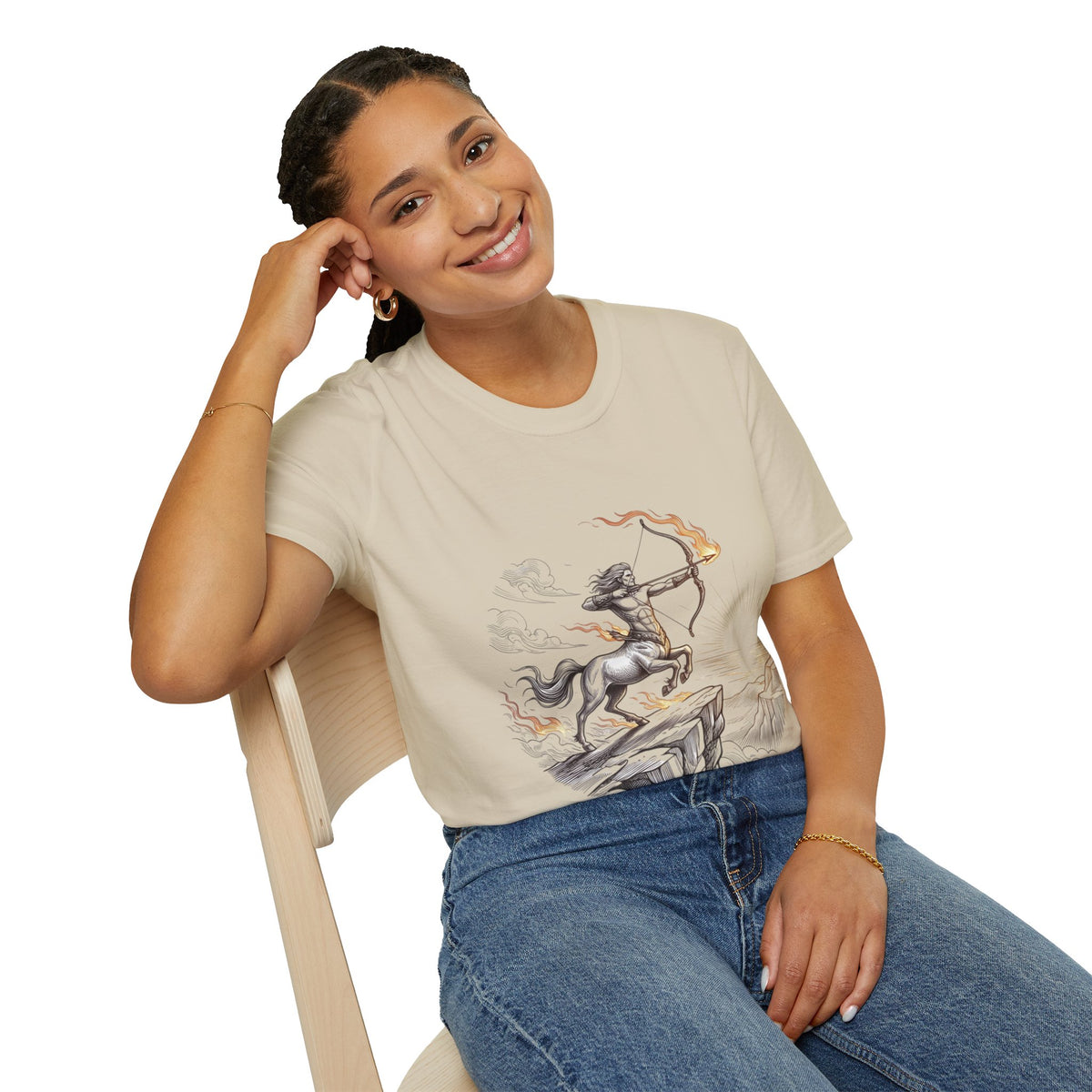 Sagittarius Centaur Archer T-Shirt — Mythical Archer Graphic Tee (Flaming Bow)
