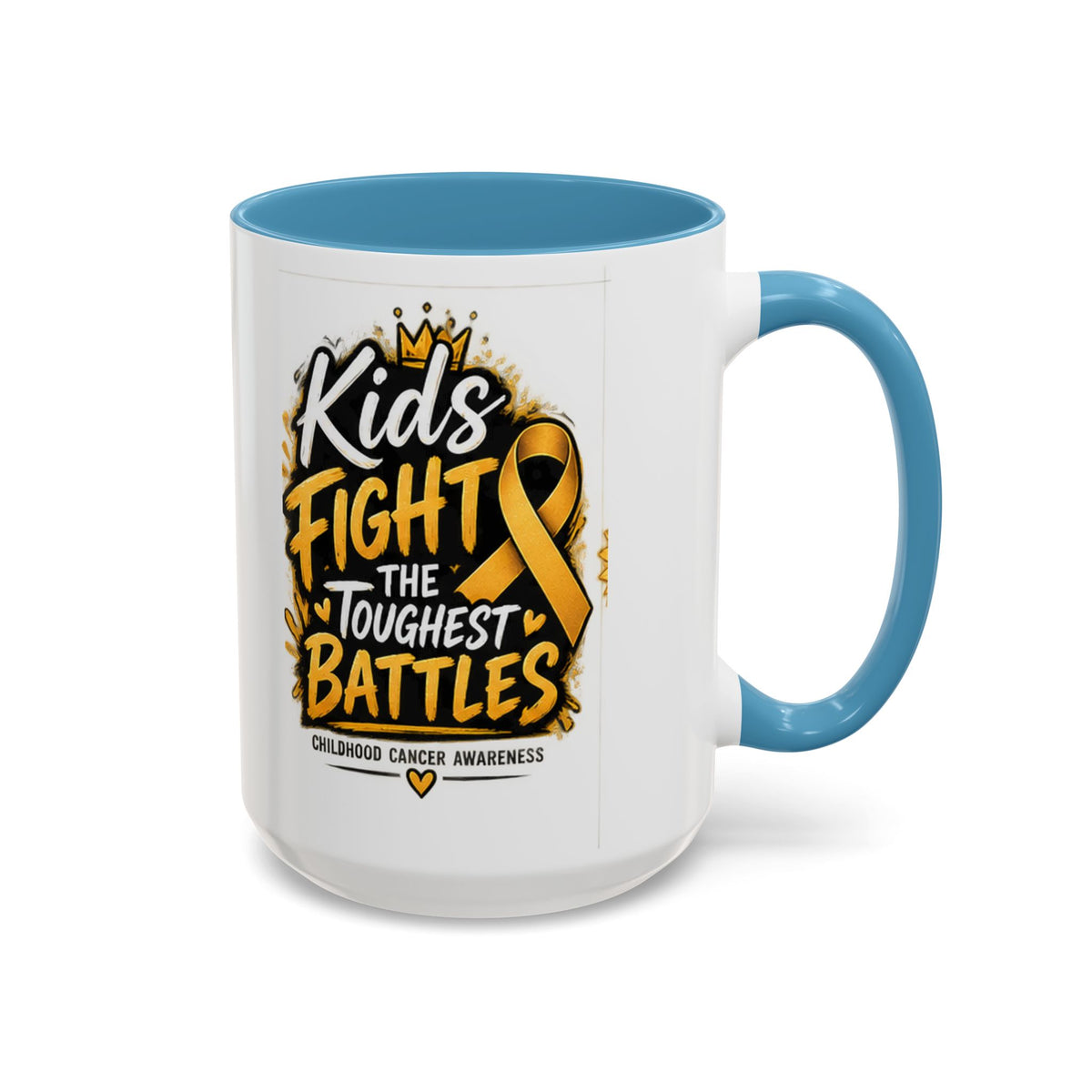 Kids Fight The Toughest Battles Accent Coffee Mug — Childhood Cancer Awareness 11/15oz