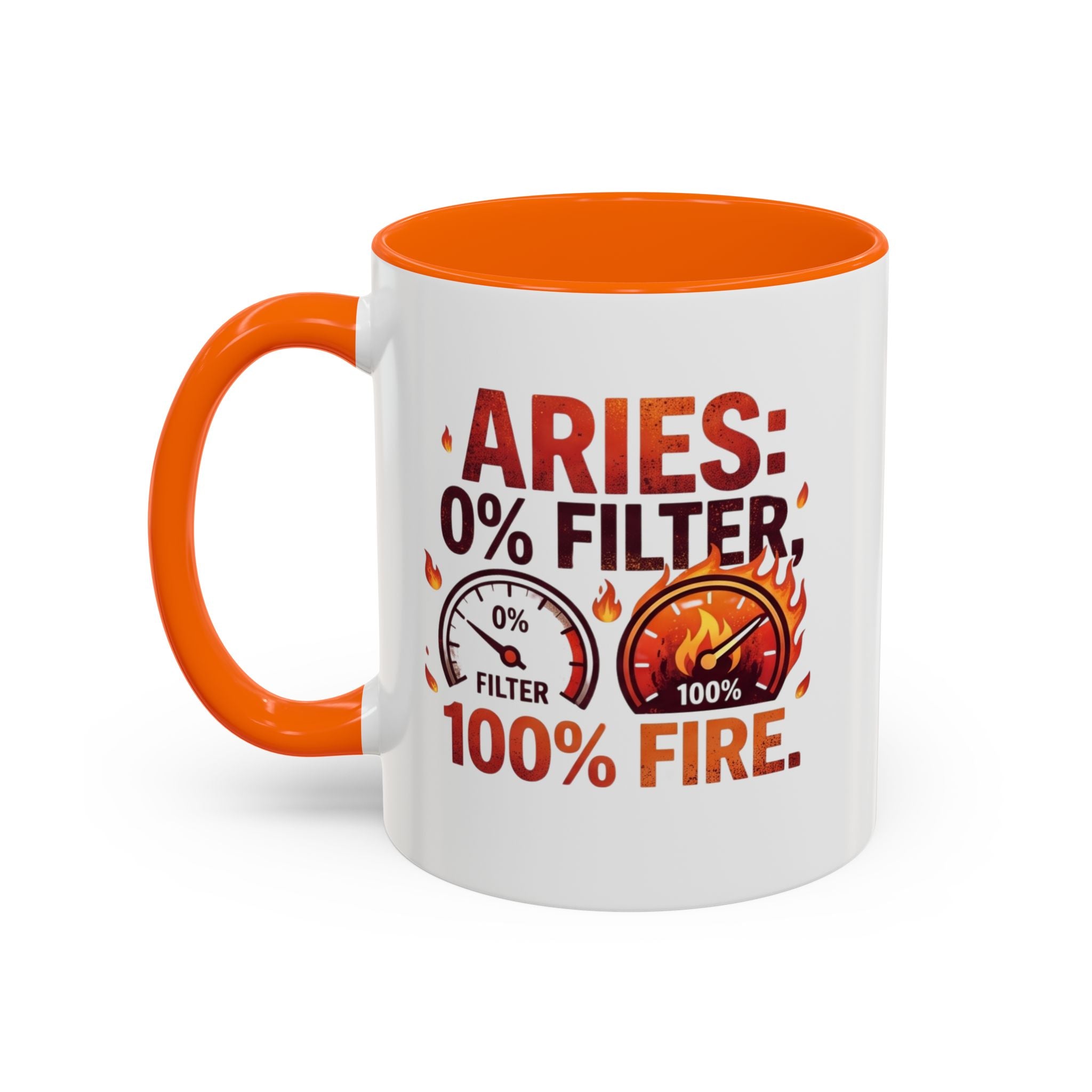 Aries Coffee Mug — "0% Filter, 100% Fire" Zodiac Astrology Mug
