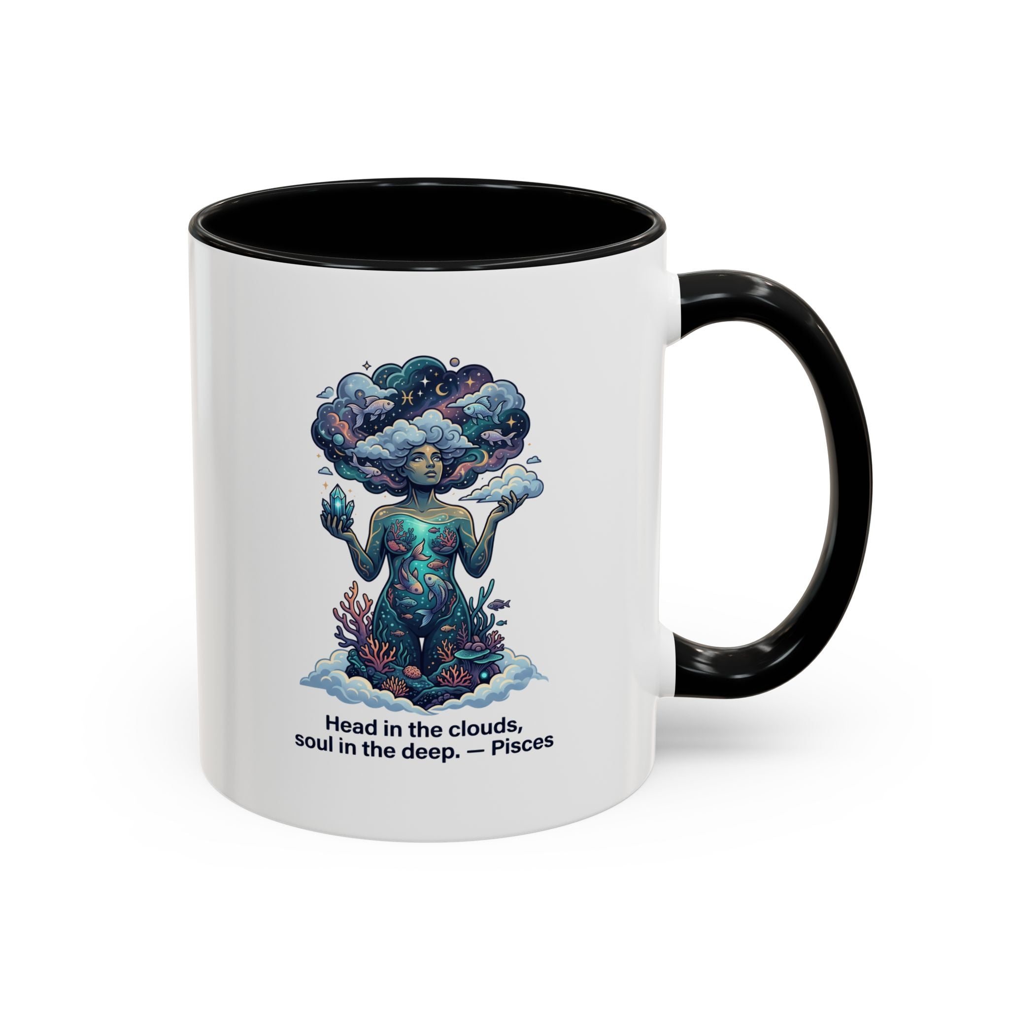 Pisces Coffee Mug — "Head in the clouds, soul in the deep" Accent Mug