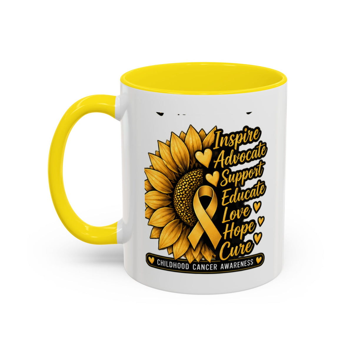 Childhood Cancer Awareness Sunflower Accent Coffee Mug (11/15oz)