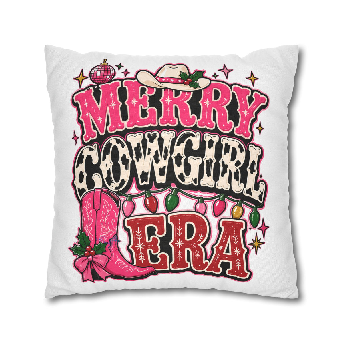 Merry Cowgirl Christmas Pillowcase Modern Day Christmas