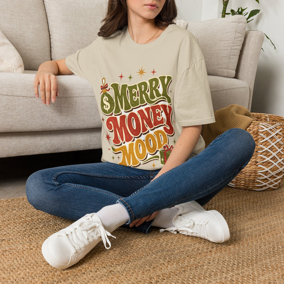 Merry Money Mood T‑Shirt — Retro Holiday Graphic Tee