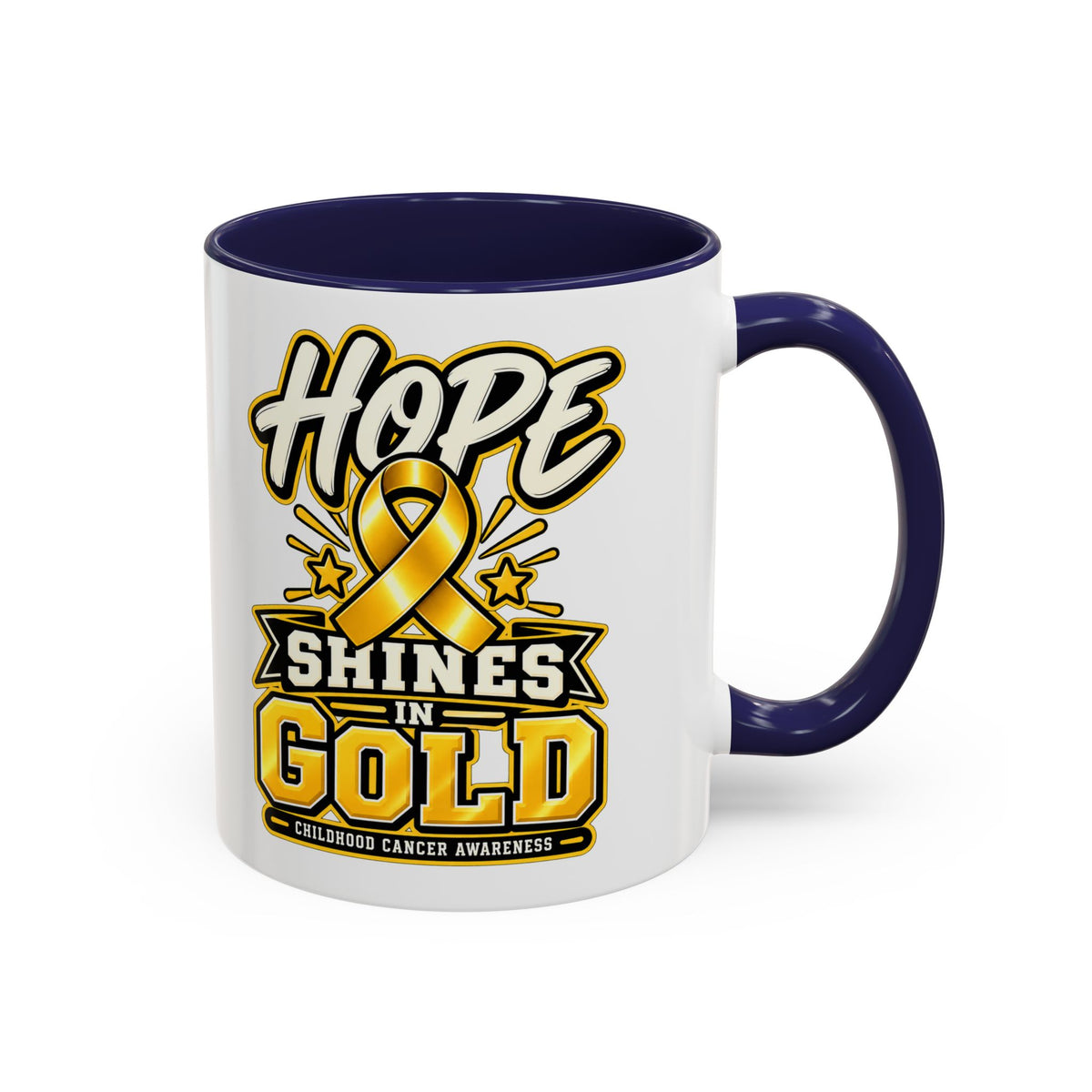 Hope Shines in Gold Coffee Mug — Childhood Cancer Awareness Accent Mug