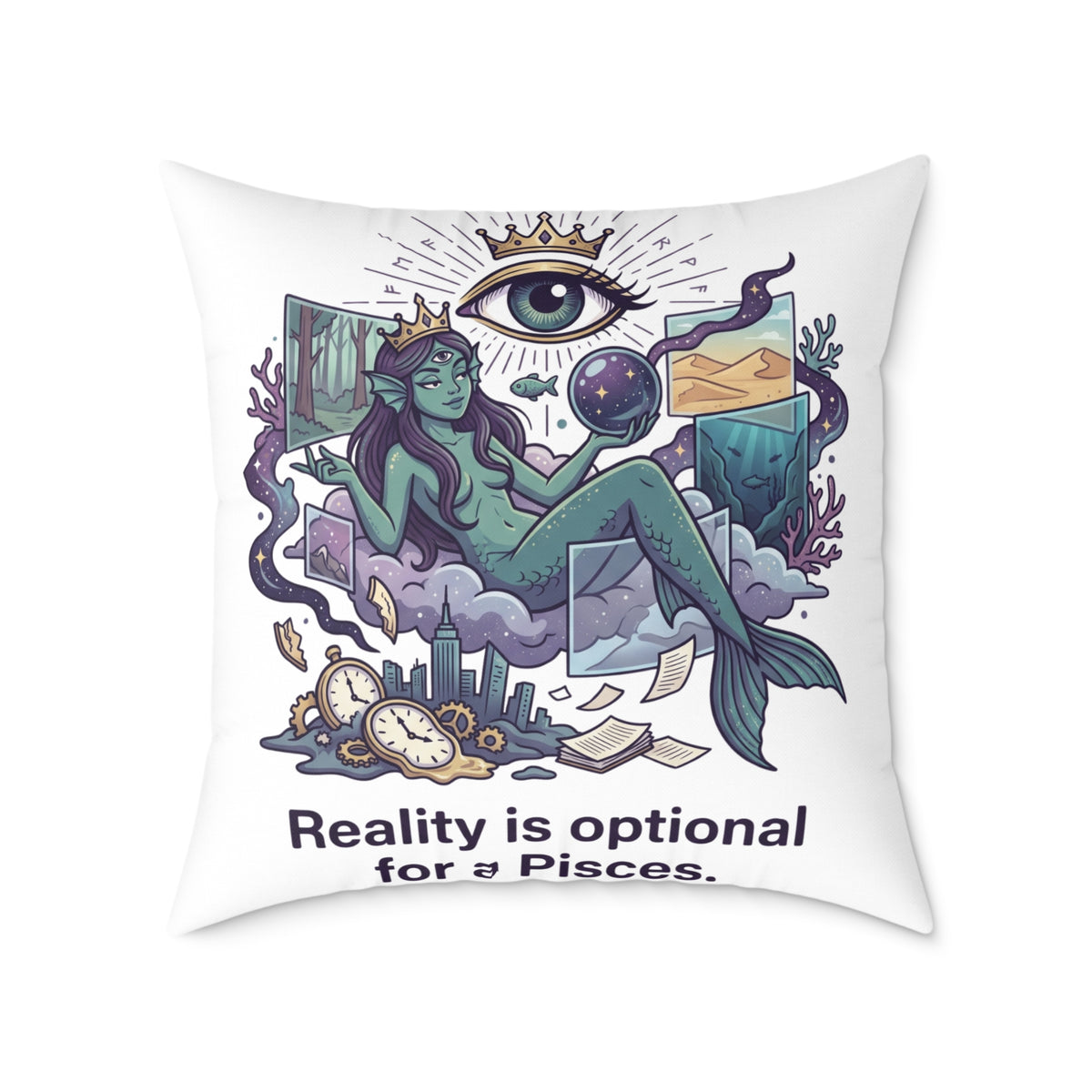 Pisces Zodiac Reality Is Optional Square Poly Canvas Pillow