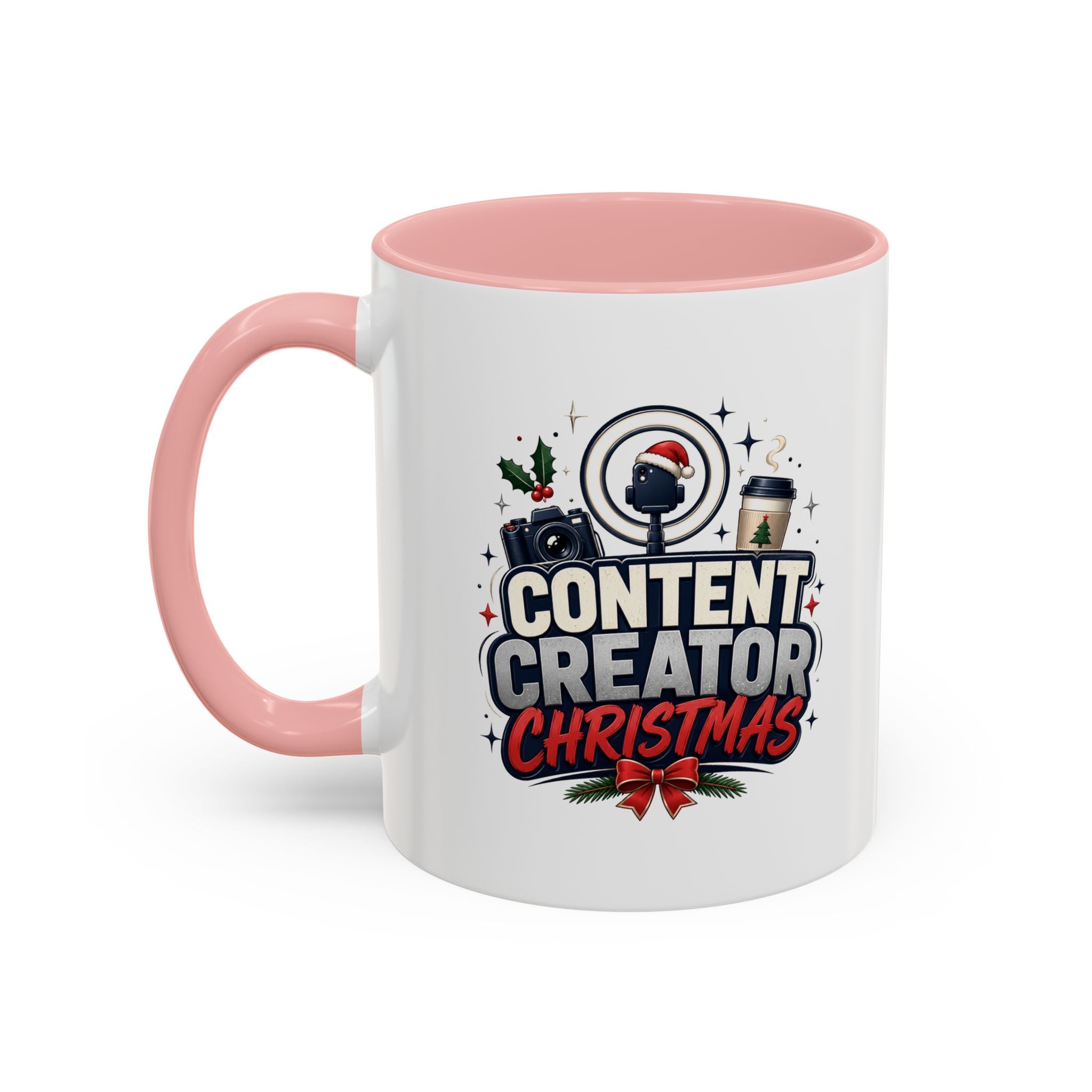 Modern Day Christmas Content Creator Christmas Accent Coffee Mug — Holiday Social Media Gifts (11/15oz)