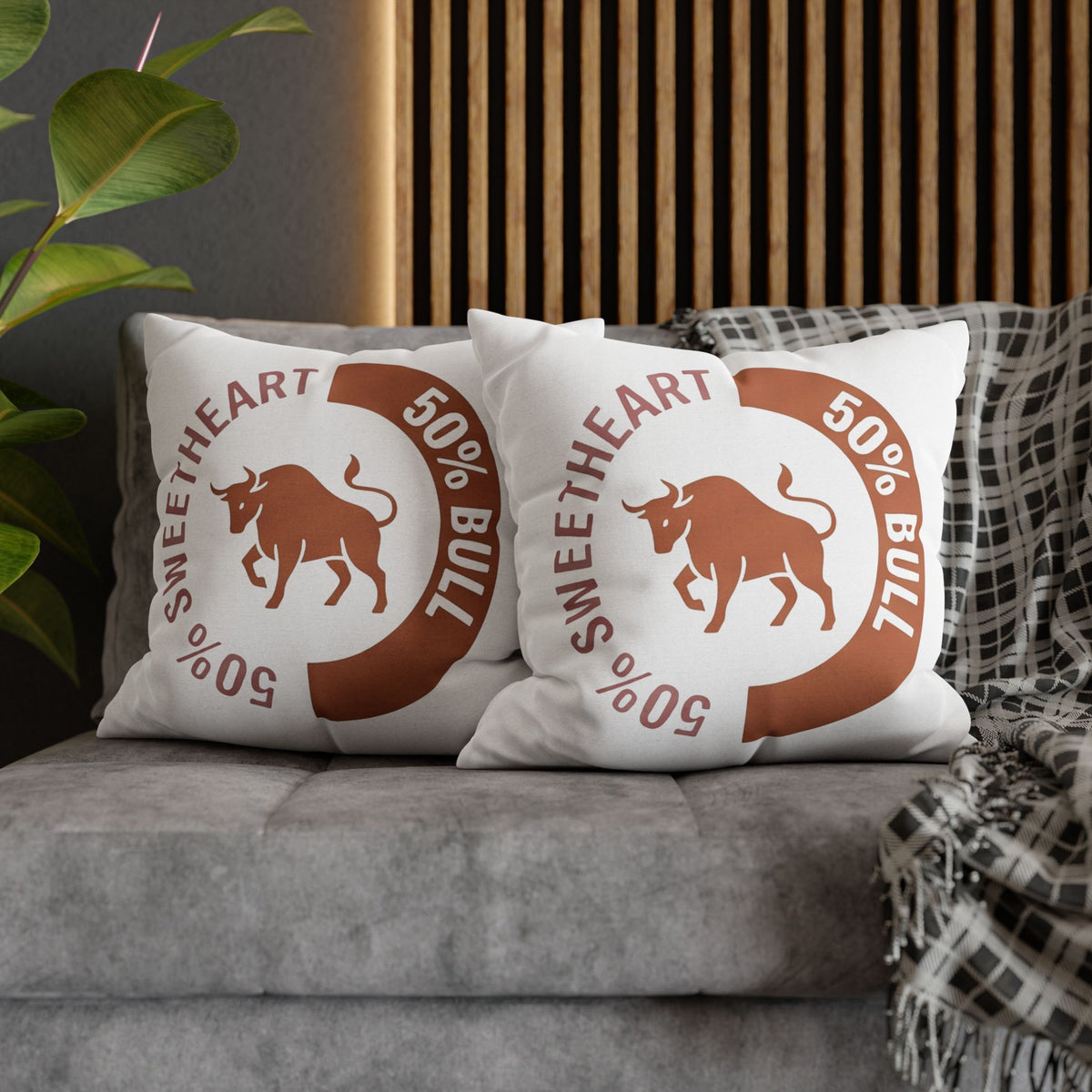 Taurus '50% Bull / 50% Sweetheart' Throw Pillowcase