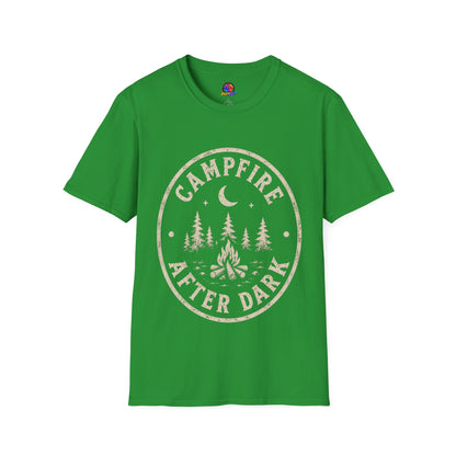 Campfire T-Shirt — 'Campfire After Dark' Vintage Moon & Trees Graphic