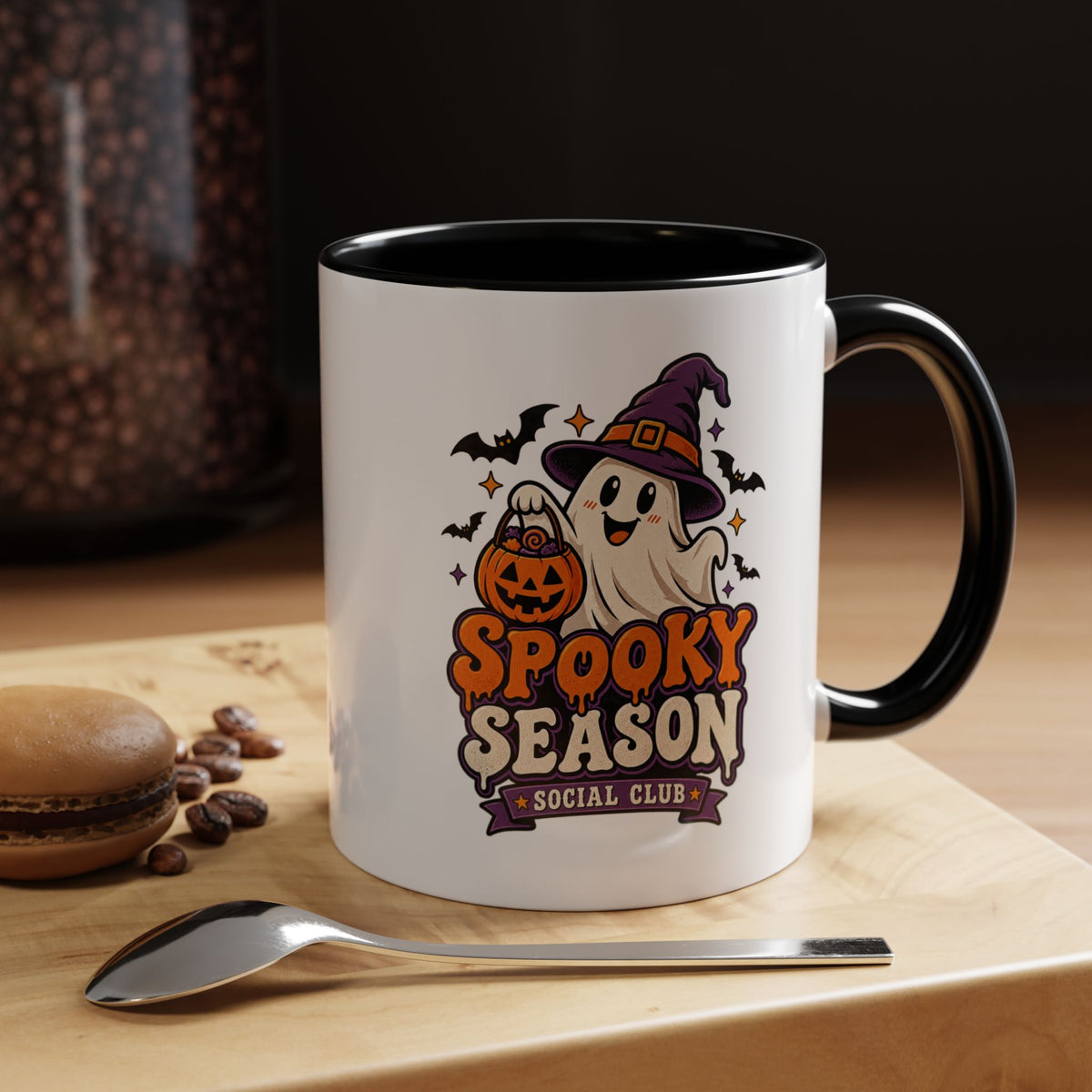 Spooky Season Coffee Mug — Cute Ghost Halloween Accent Mug (11/15oz)