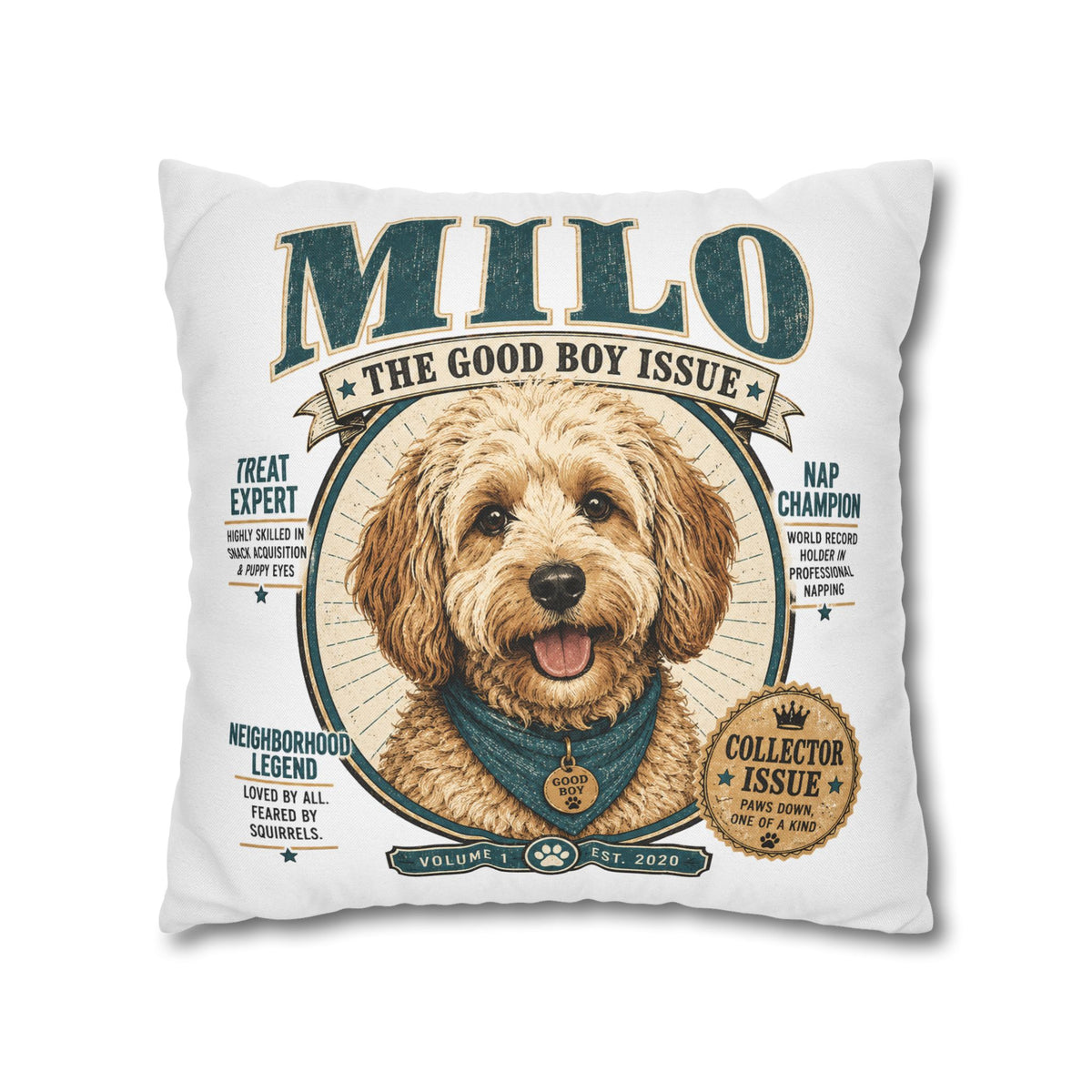 Milo "The Good Boy Issue" Decorative Pillowcase Milo Bailey Dog Dad Mom