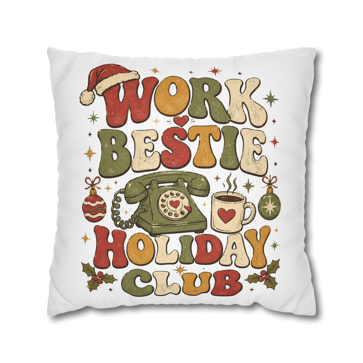 Holiday Work Bestie Pillowcase Modern Day Christmas  — Festive Office Friend Decorative Pillow Cover