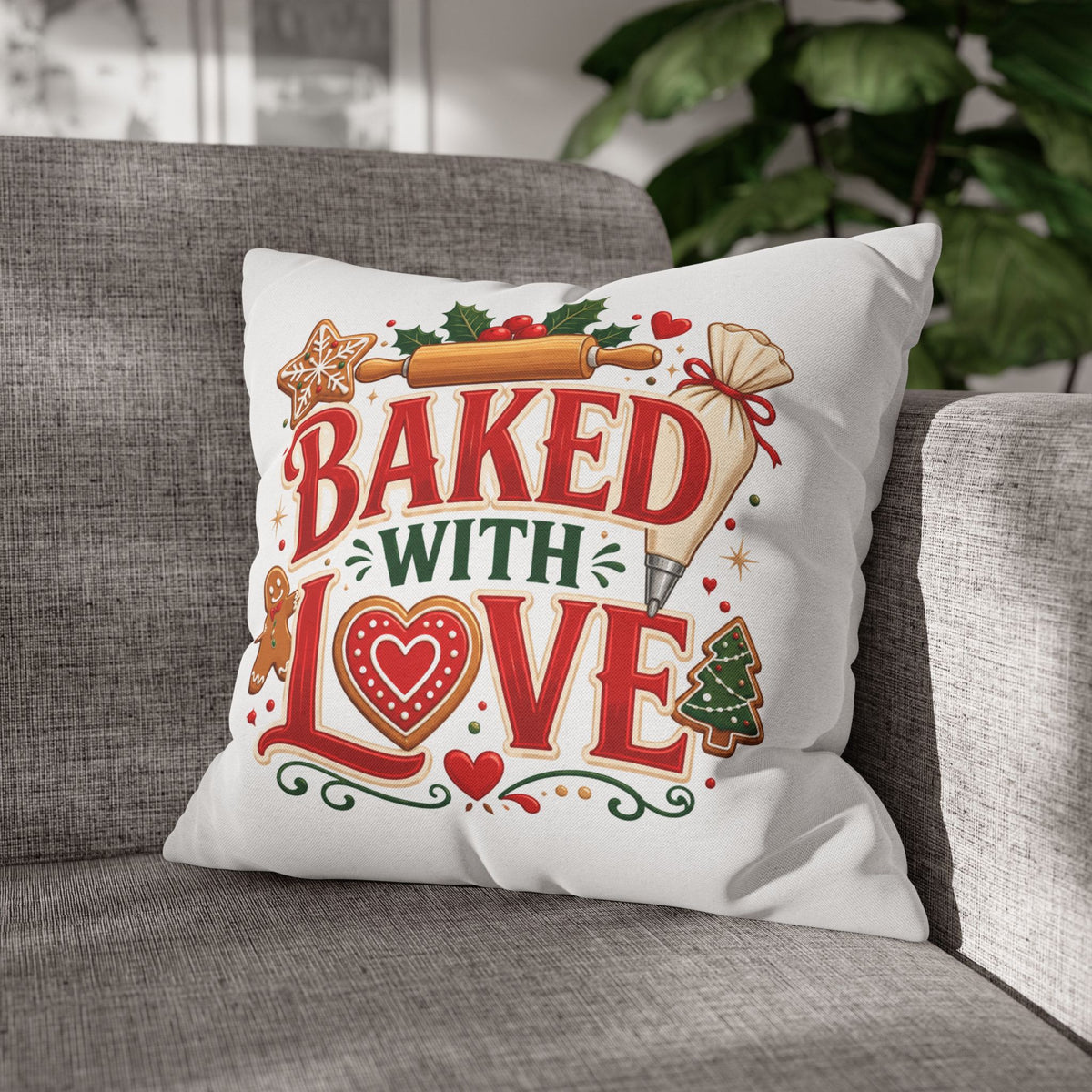 Christmas Baked With Love Holiday Pillowcase - Christmas Baking Decor