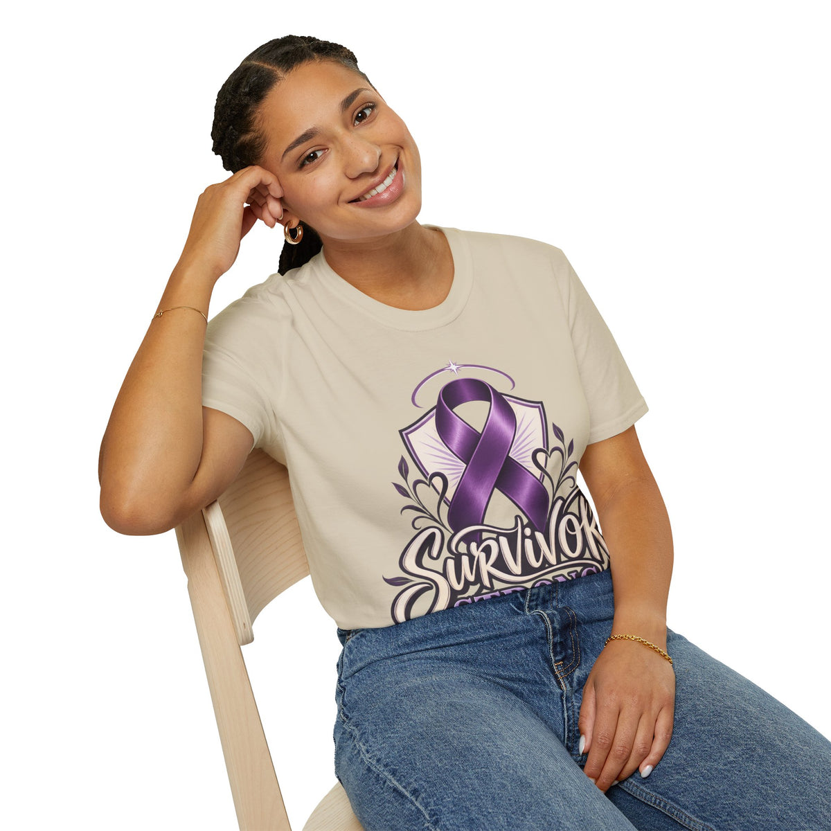 Survivor Strong T-Shirt — Domestic Violence Awareness Purple Ribbon Tee