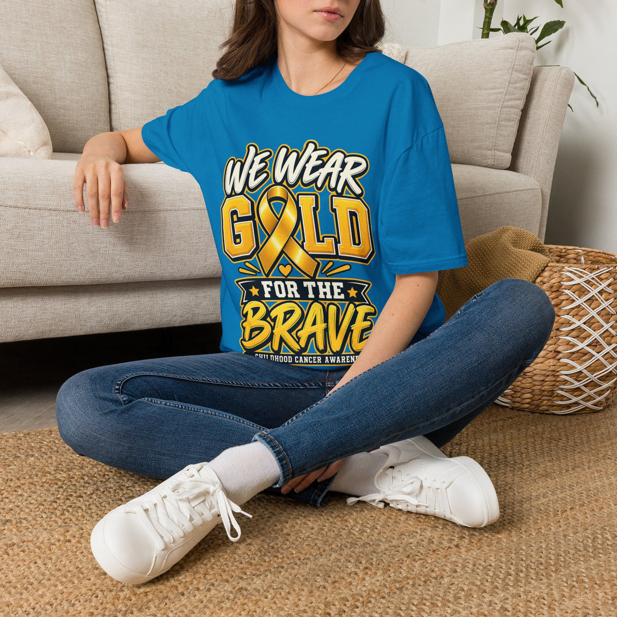 Childhood Cancer Awareness T-Shirt — "We Wear Gold For The Brave"