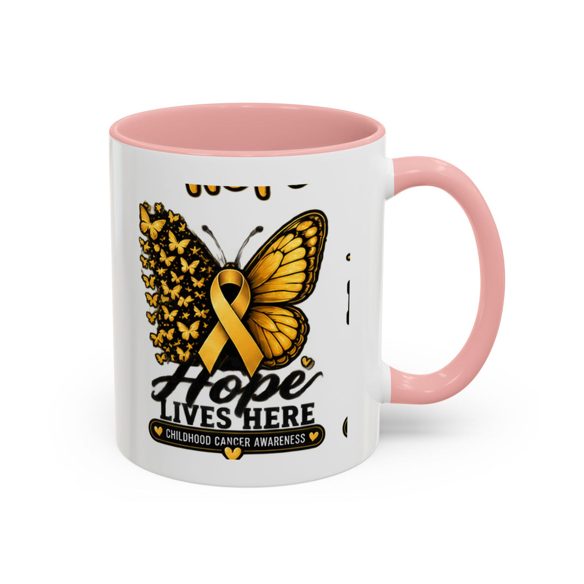 Children’s Cancer Awareness Accent Coffee Mug — "Hope Lives Here" (11/15oz)