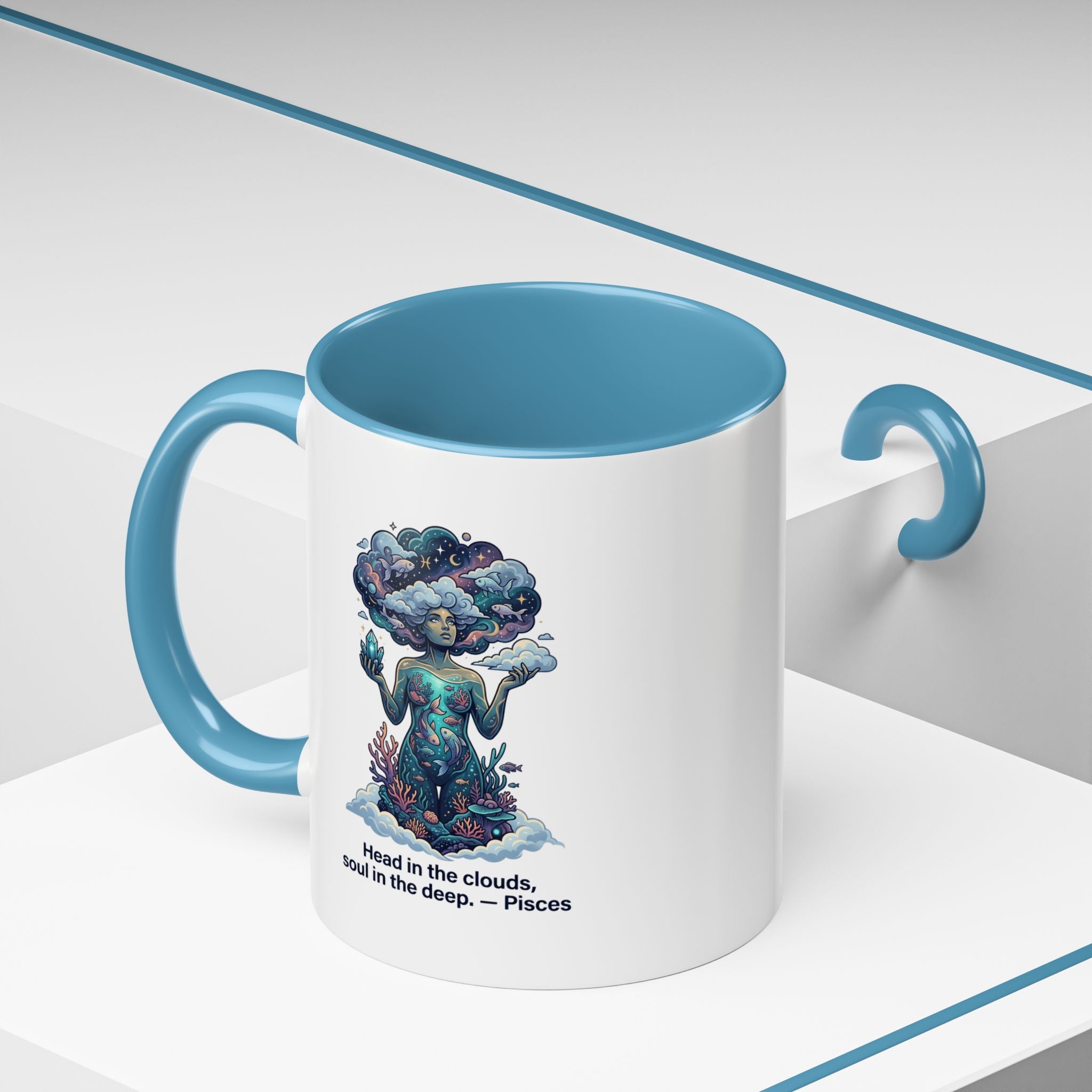 Pisces Coffee Mug — "Head in the clouds, soul in the deep" Accent Mug