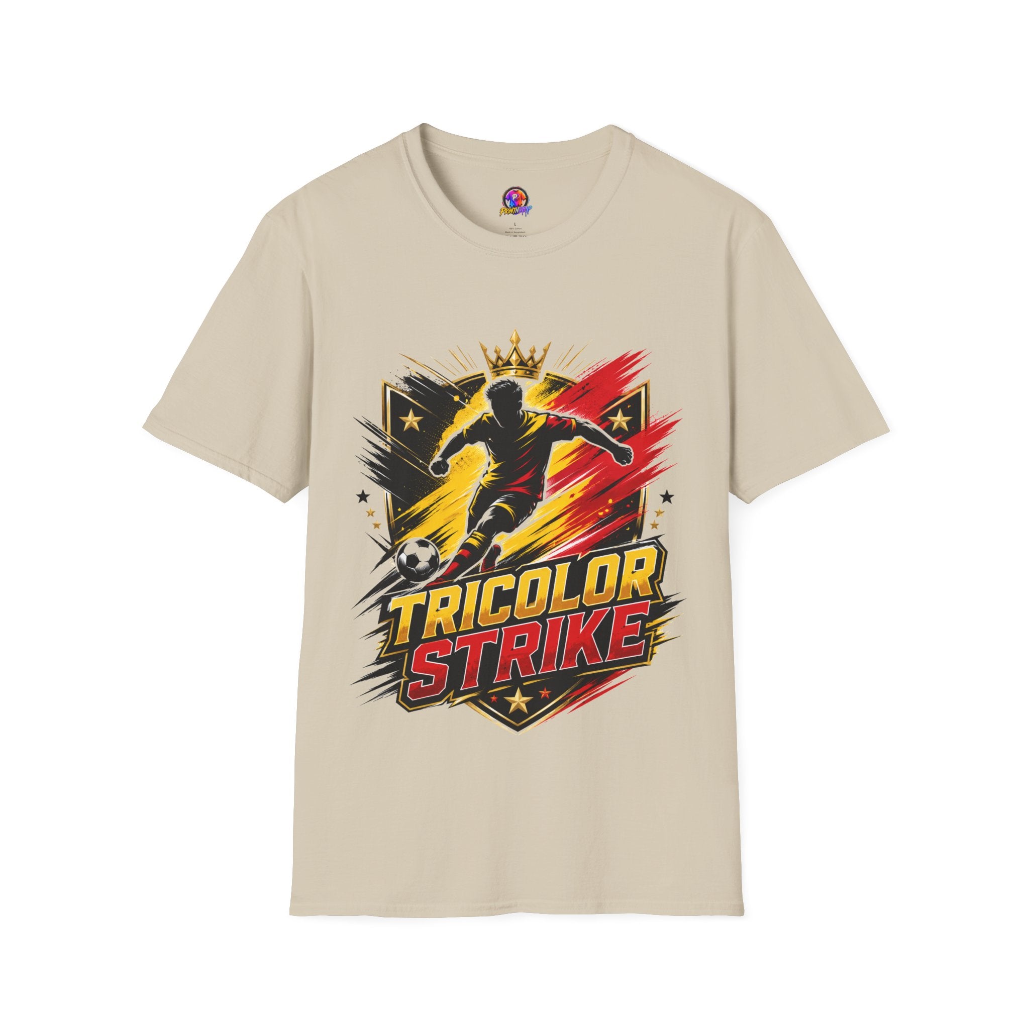 Belgium Soccer T-Shirt — 'Tricolor Strike' Graphic Jersey Tee