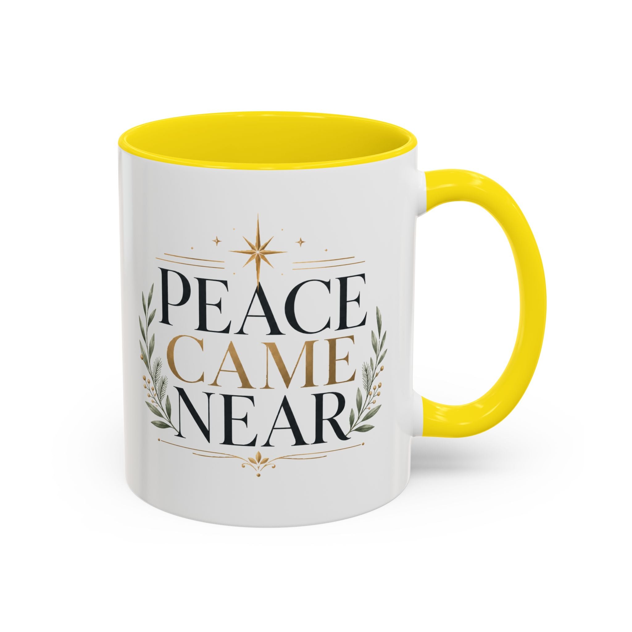 Christmas Peace Came Near Accent Coffee Mug — Holiday Christian Christmas Tea Cup