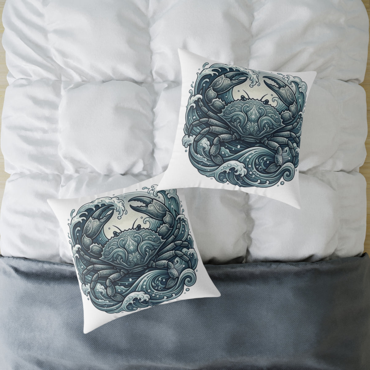 Cancer Zodiac Crab Ocean Art Pillow — Nautical Decorative Throw Pillow