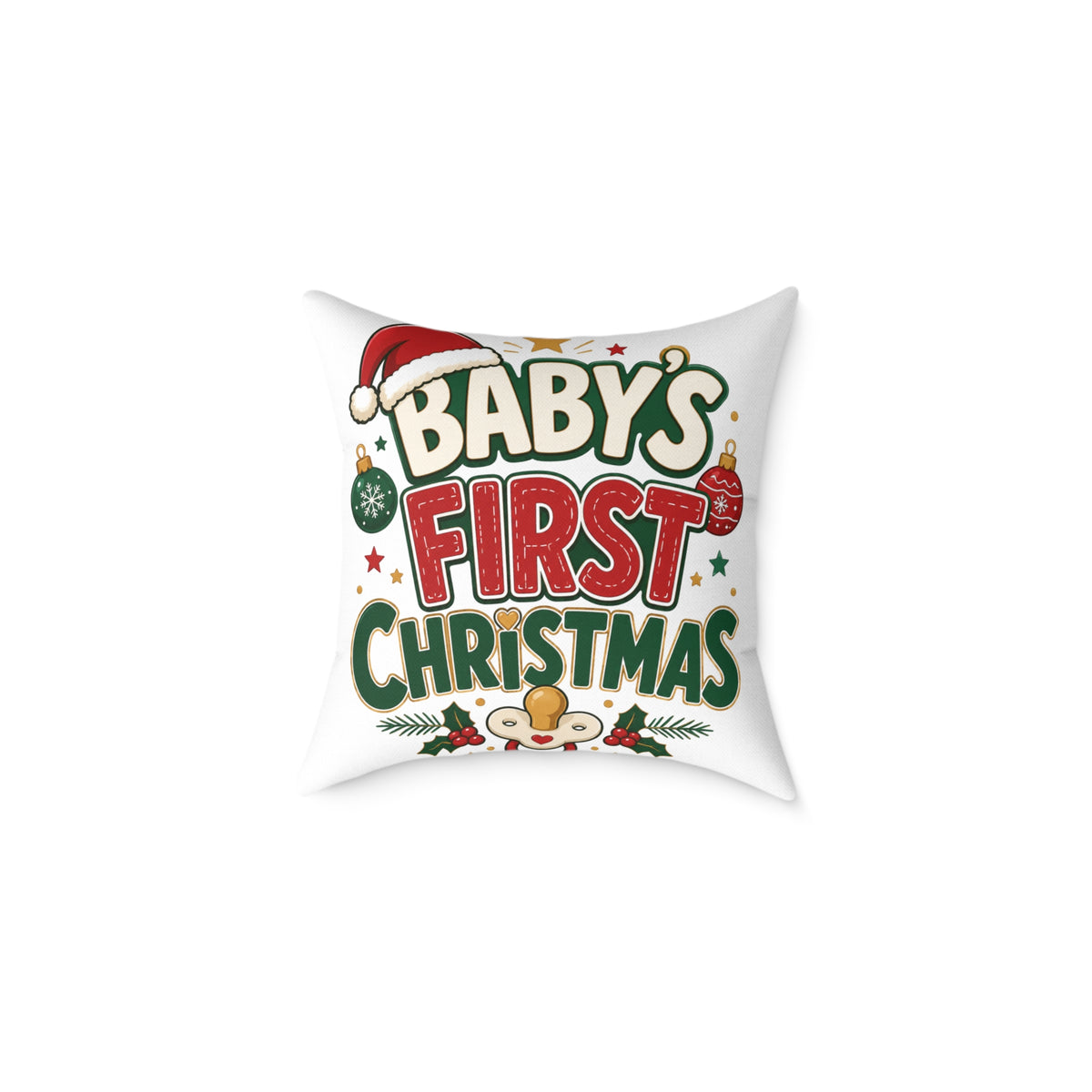 Baby's  First Christmas Square Poly Canvas Pillow