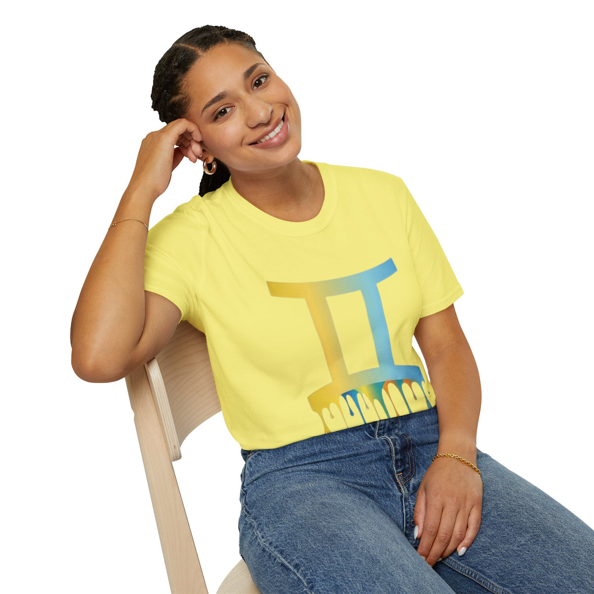 Gemini Drip Zodiac T-Shirt — Rainbow Gemini Symbol Tee