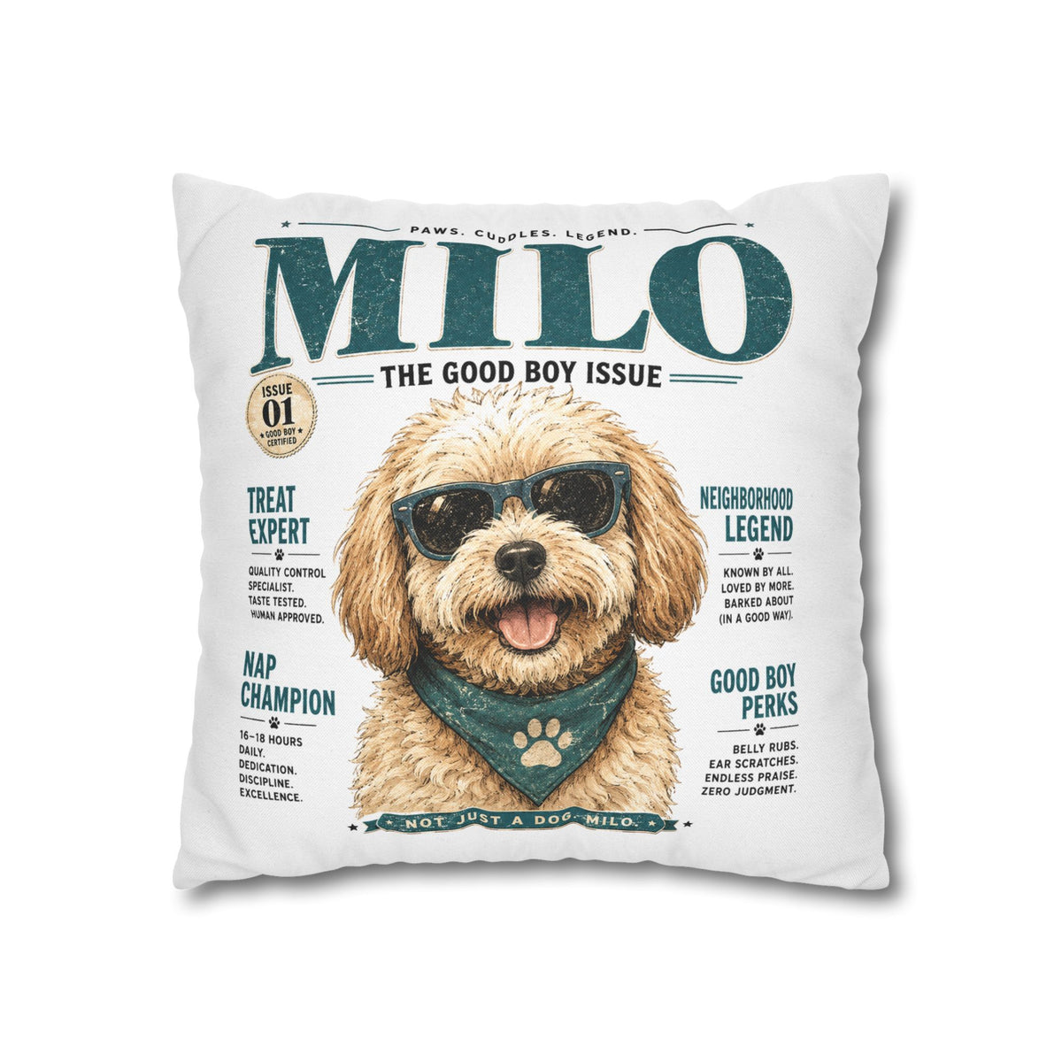 Milo 'The Good Boy Issue' Decorative Pillowcase Milo Bailey Dog Dad Mom