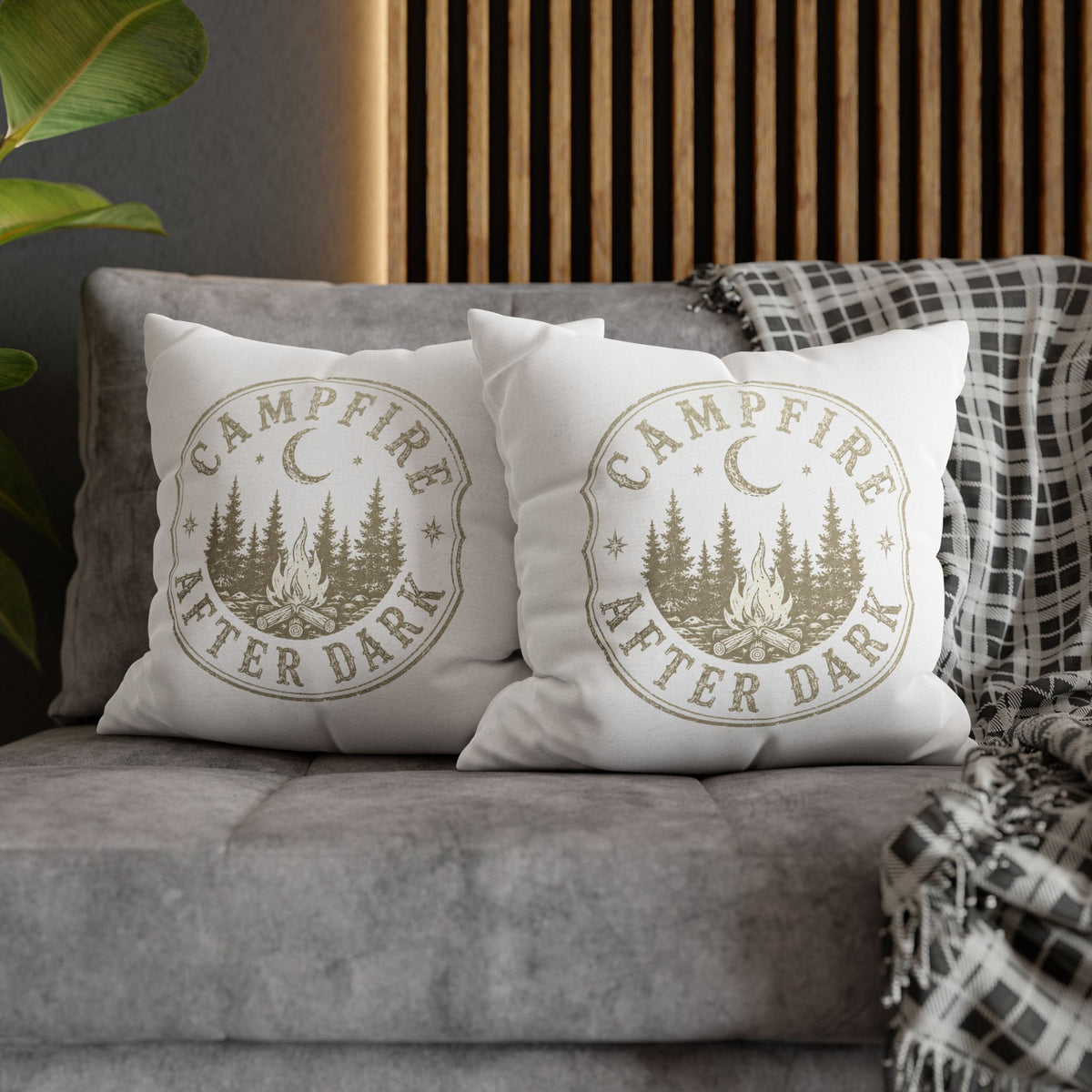 Campfire After Dark Decorative Pillowcase Milo Bailey Dog Dad Mom — Outdoor Rustic Woodland Accent