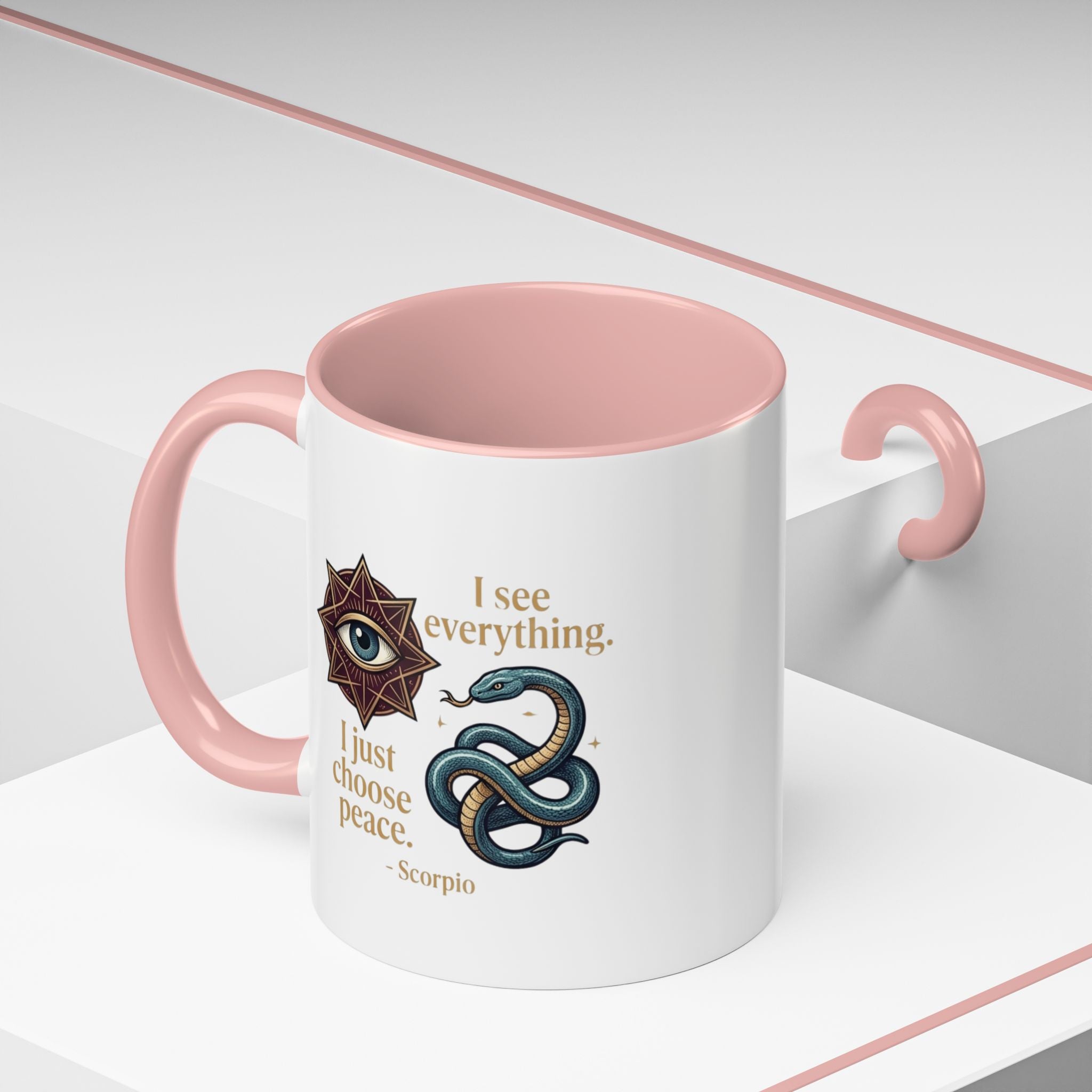 Scorpio Accent Coffee Mug – "I See Everything, I Just Choose Peace" Zodiac Mug