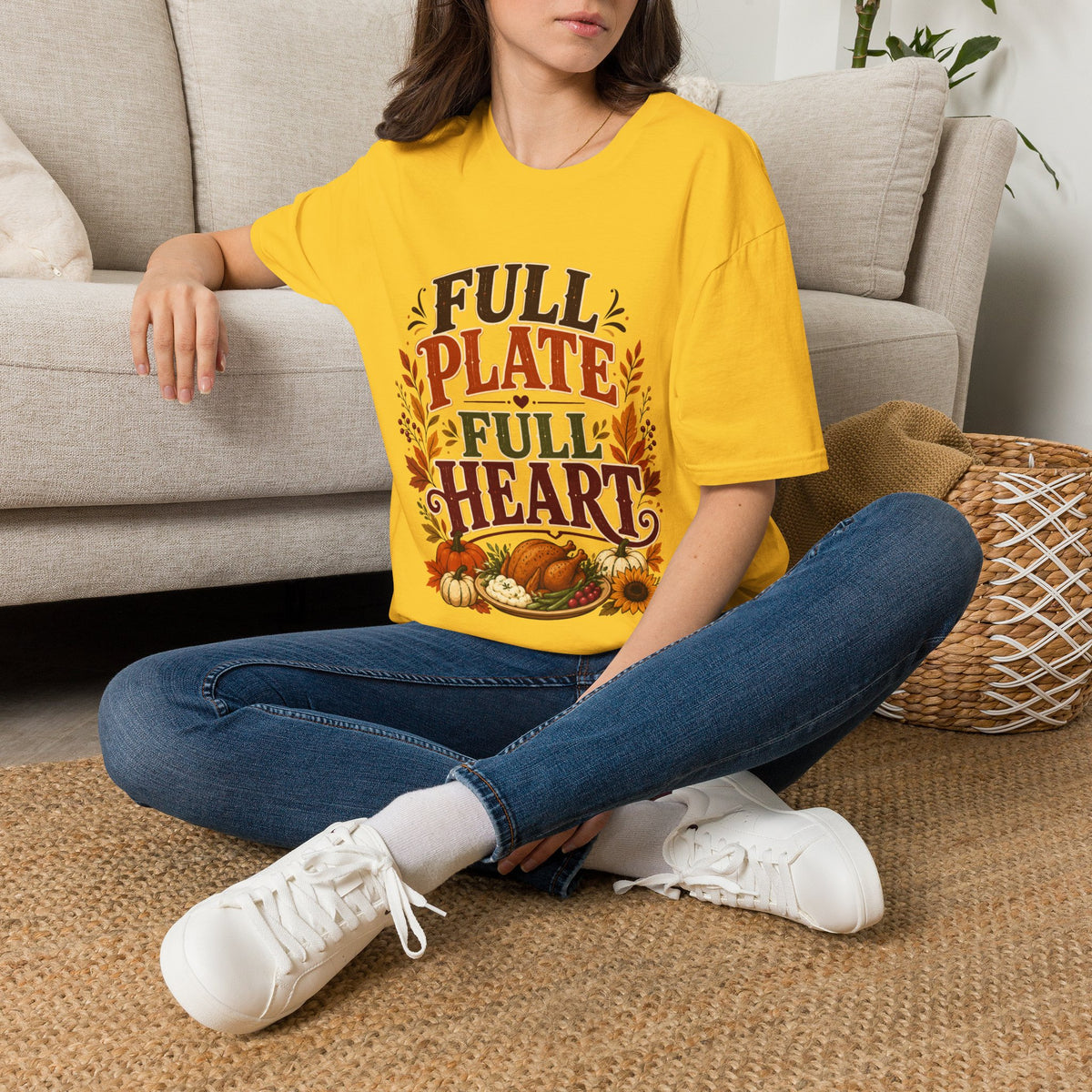 Thanksgiving T-Shirt - "Full Plate Full Heart" Fall Harvest Tee