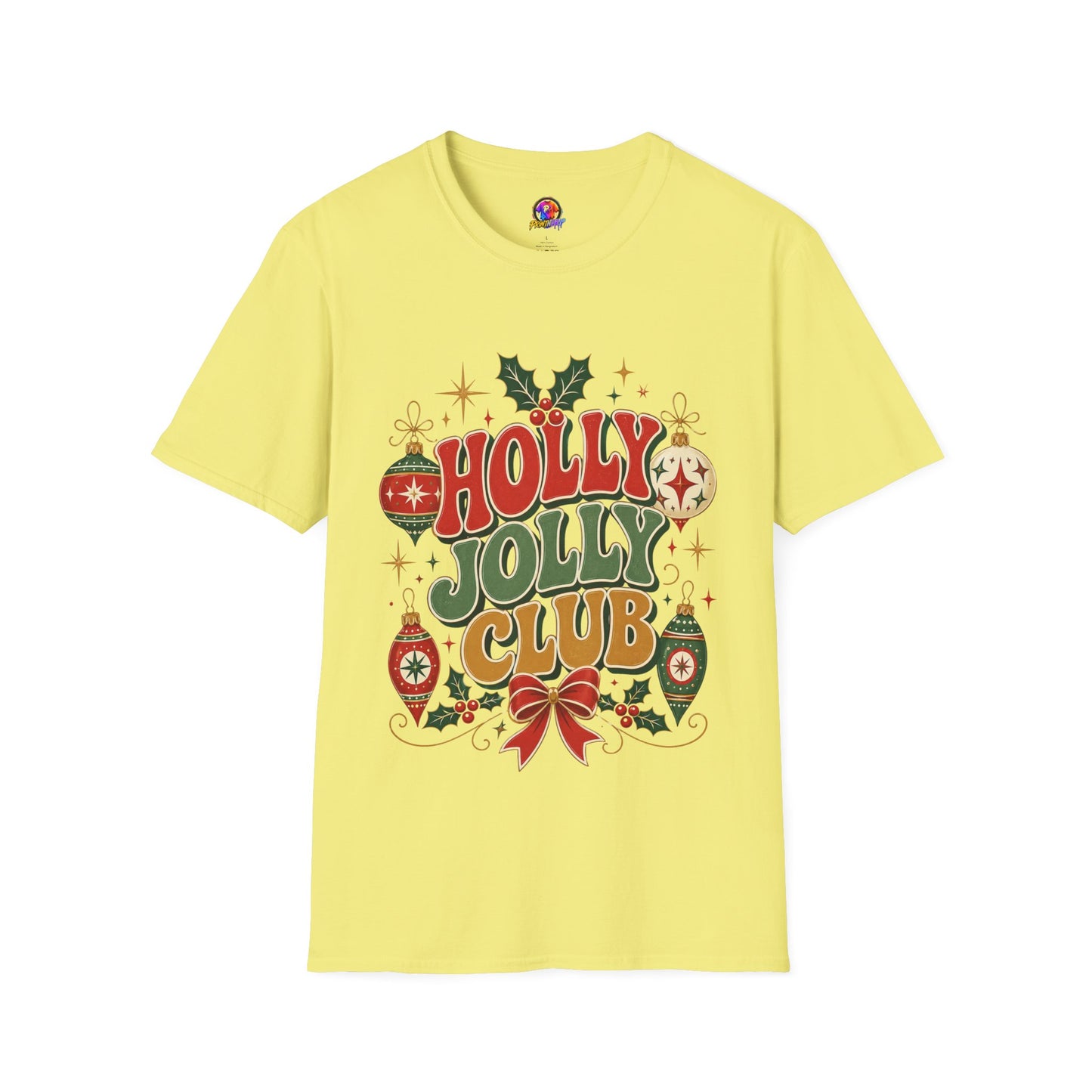 Holly Jolly Club Christmas T-Shirt — Retro Holiday Ornament Tee