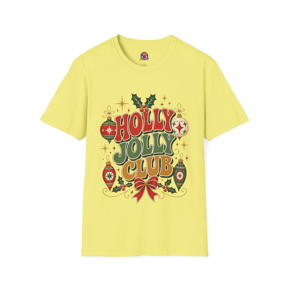 Holly Jolly Club Christmas T-Shirt — Retro Holiday Ornament Tee