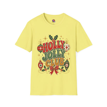 Holly Jolly Club Christmas T-Shirt — Retro Holiday Ornament Tee