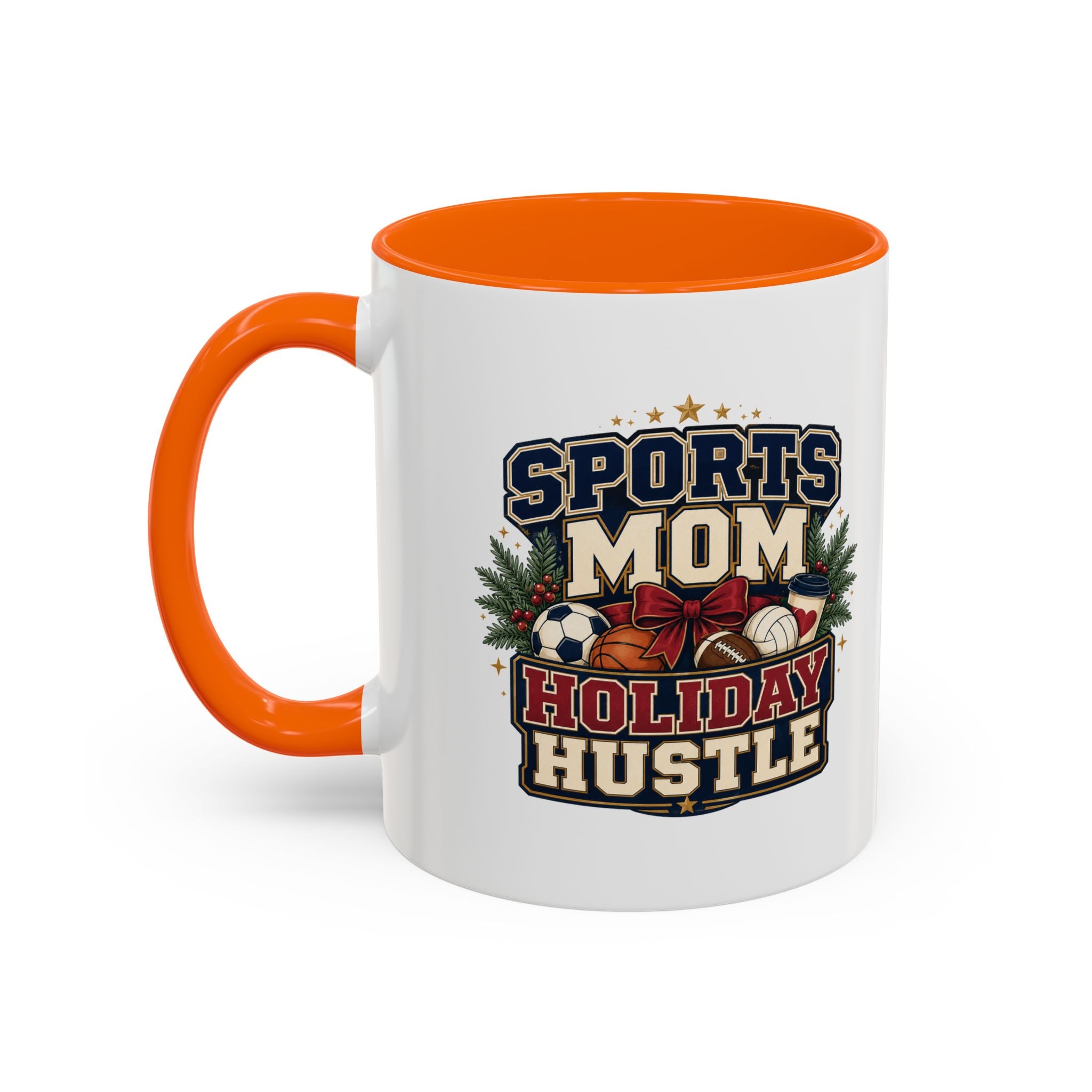 Modern Day Christmas Sports Mom Holiday Hustle Accent Coffee Mug – Christmas Sports Mom Gift