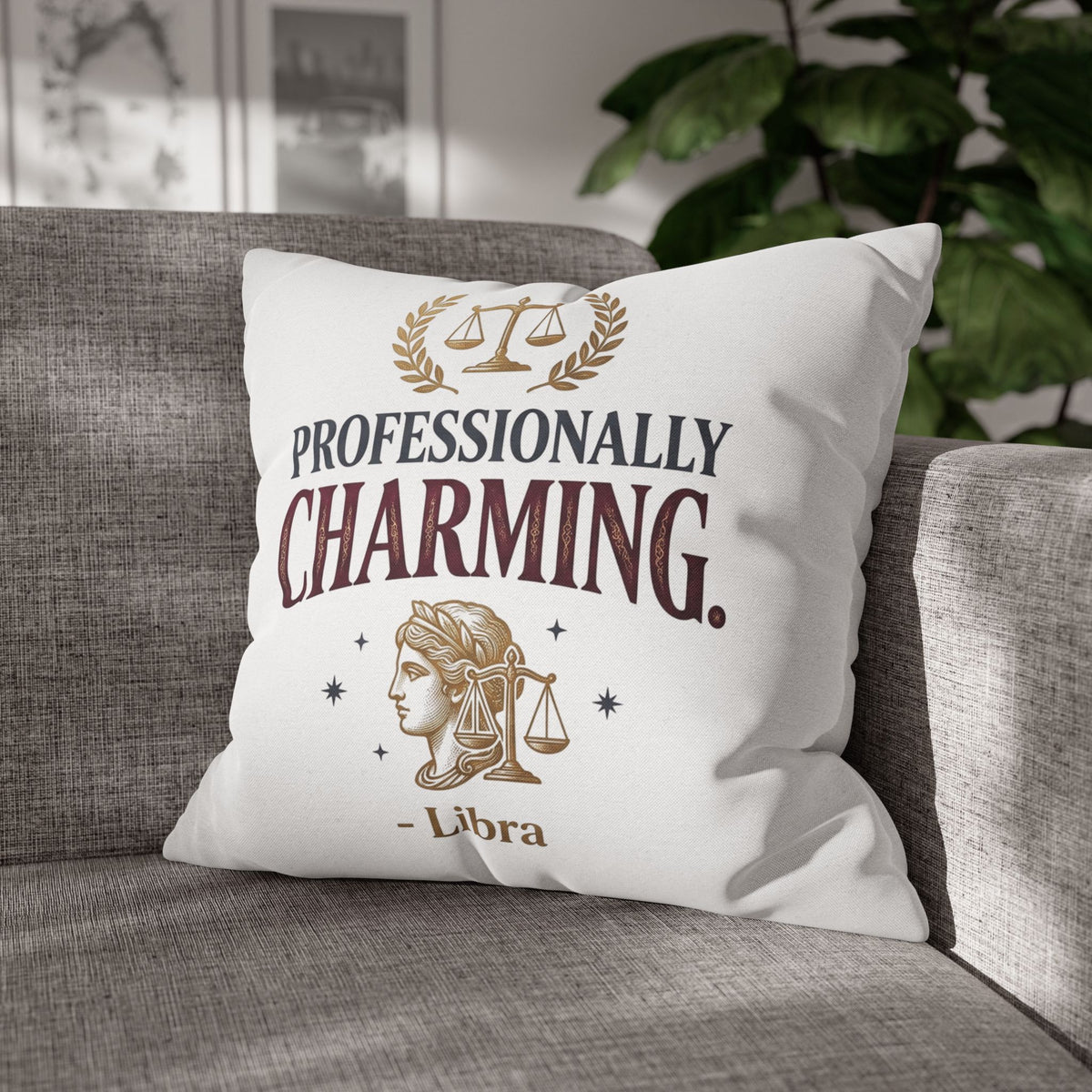 Libra Zodiac Professionally Charming Spun Polyester Square Pillowcase